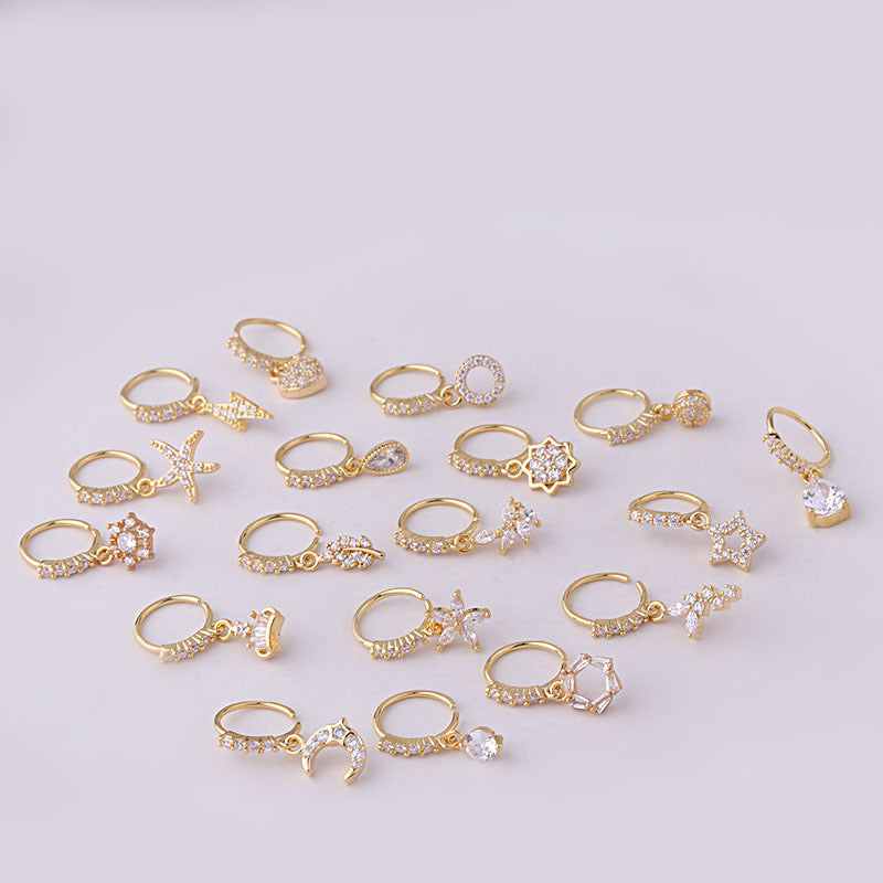 18K Gold Starfish Dangle Hoop Septum Ring - Elegant Nose Piercing Jewelry for Women | Perfect for Beach Parties, Summer Outfits & Boho Style Accessories