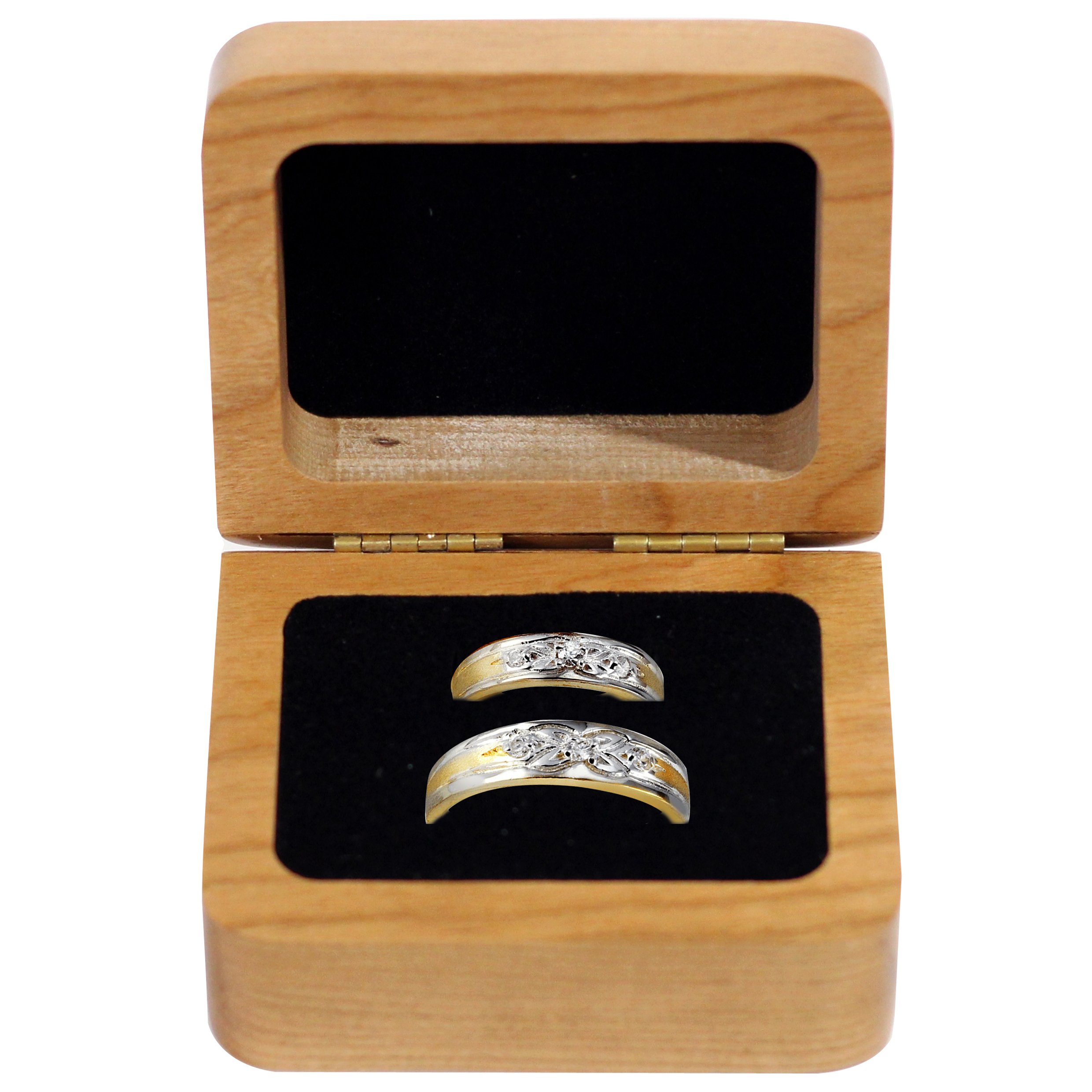 Personalized Cherry Wood Wedding Ring Box - Custom Engagement Holder for Ceremonies