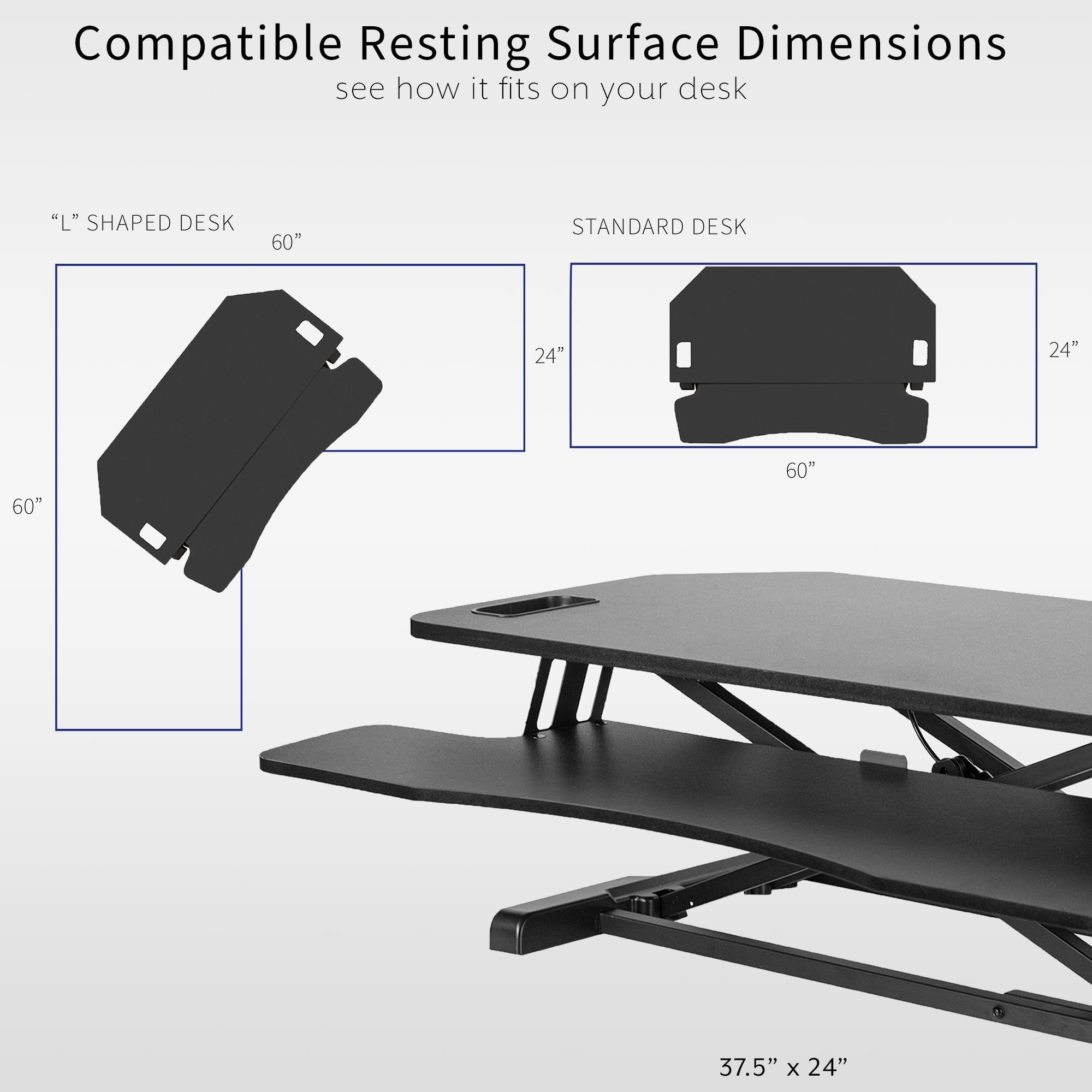 VIVO K Series 38 Inch Extra Wide Corner Standing Desk Converter - Height Adjustable Sit to Stand Workstation with Dual Monitor & Laptop Mount, Wide Keyboard Tray - Black (DESK-V000KL) | Perfect for Home Office, Gaming Setup & Ergonomic Workspace