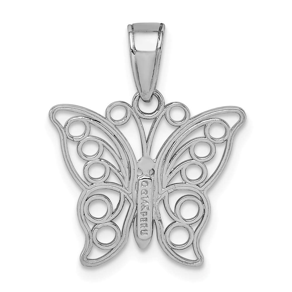 14K White Gold White Butterfly Filigree Wings Pendant - Elegant Jewelry Gift for Women, Perfect for Birthday, Anniversary & Special Occasions