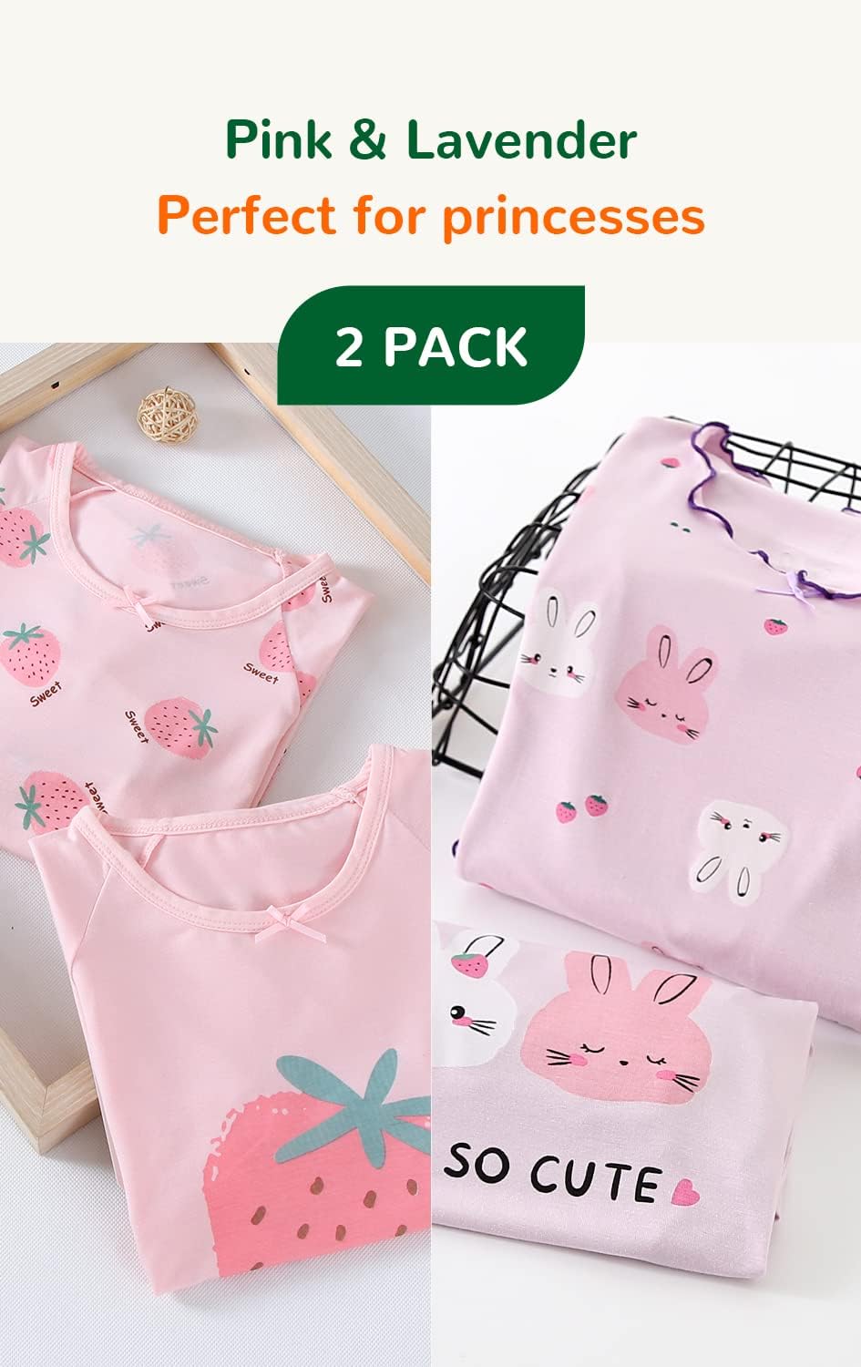 Girls' Casual Dresses - Soft Cartoon Print 2-Pack for Ages 3-12 | Playdate & Birthday Party Outfits