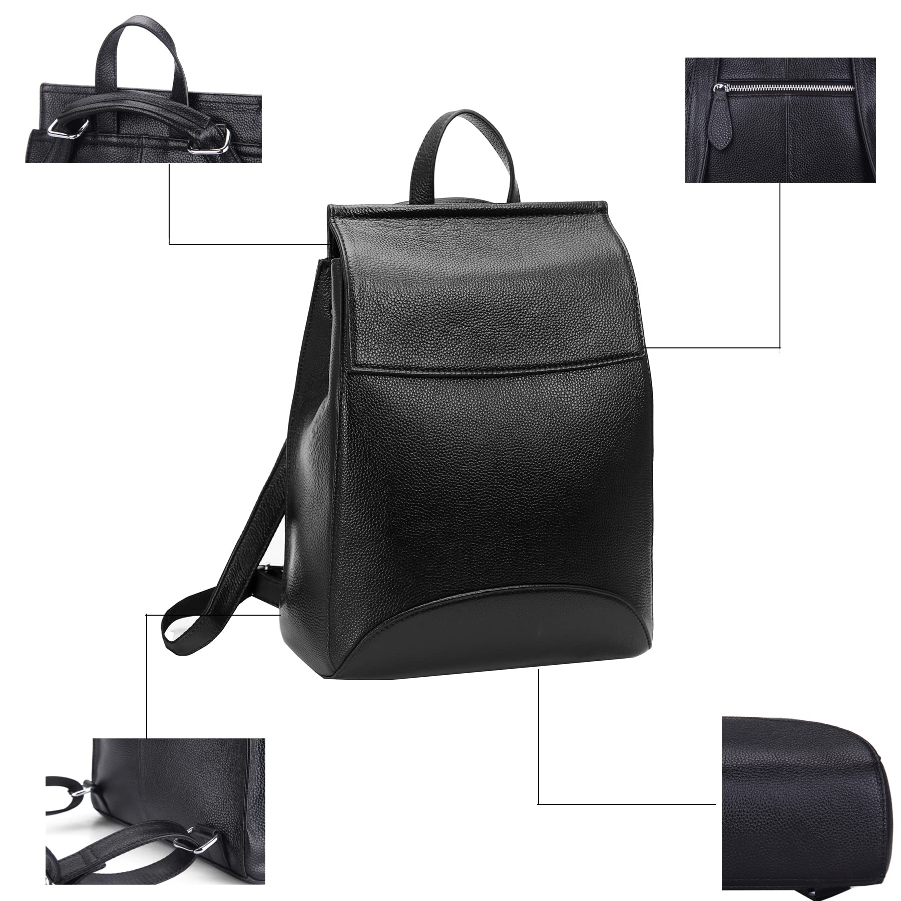 HESHE Women's Leather Backpack - Anti-Theft Travel Purse for Work & Daily Use