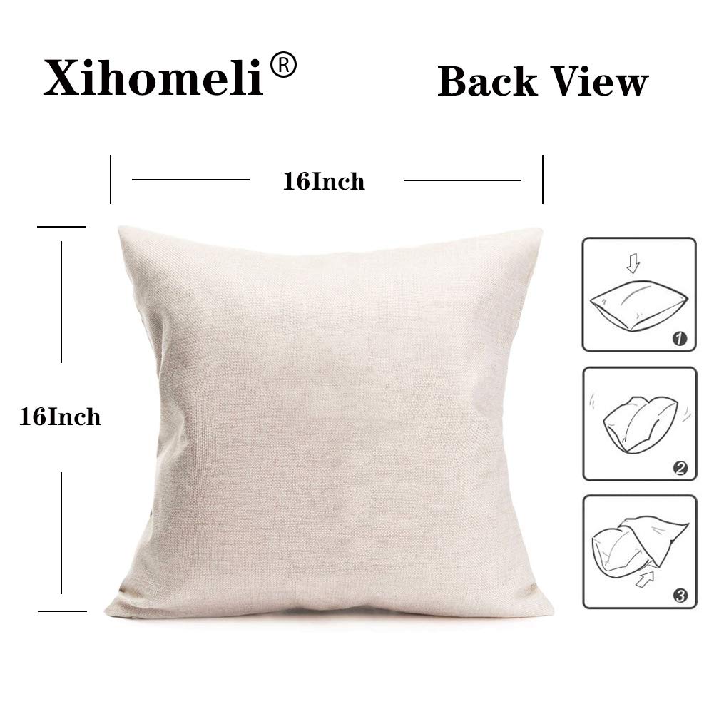 Xihomeli 16x16 Inch Throw Pillow Covers Set of 4 - Blue Geometric Wave Arrow Design Cotton Linen Cushion Cases for Sofa, Bed, Living Room Decor - Home Quote Words Decorative Pillowcase (4pc Blue, 16