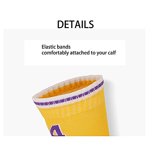 Elite Basketball Socks for Kids 6-13 with Wristband - Yellow for Sports & Training