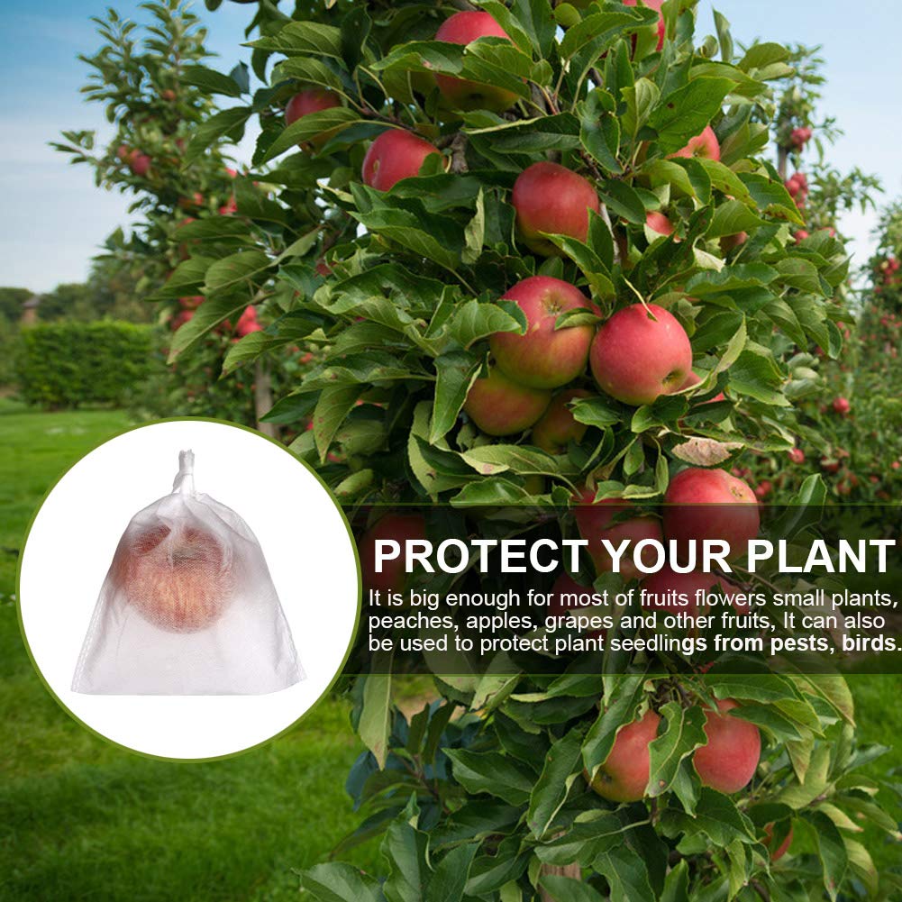50 Pcs Reusable Fruit Protection Bags 7x8 Inch - Garden Netting Covers for Trees, Plants, Flowers - Durable Mesh Bags for Apple, Pear, Peach Protection (Perfect for Organic Gardening & Pest Control)
