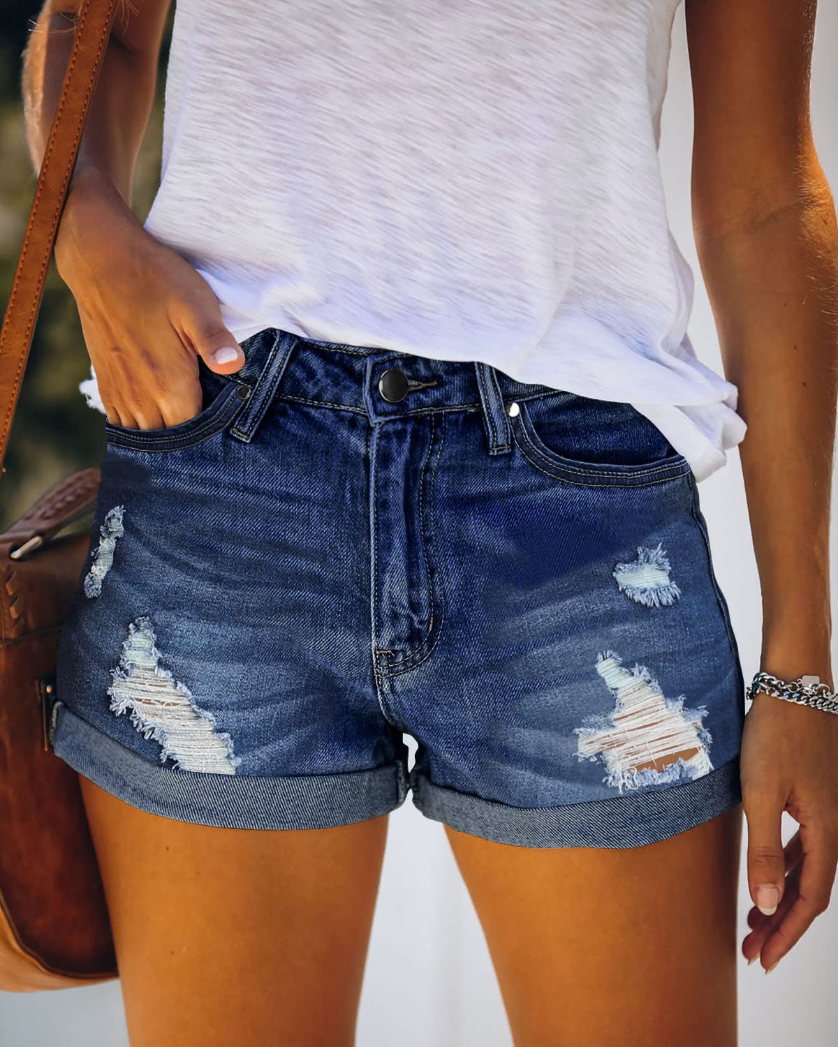 KISSMODA Women's Stretchy Denim Shorts - High Waisted Casual Summer Jean Shorts for Women | Perfect for Beach, Vacation & Everyday Wear