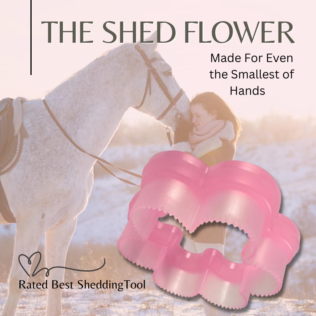 Epona Shed Flower Horse Grooming Tool - Effective Deshedding Brush for Horses & Ponies - Perfect for Stable, Ranch & Show Grooming