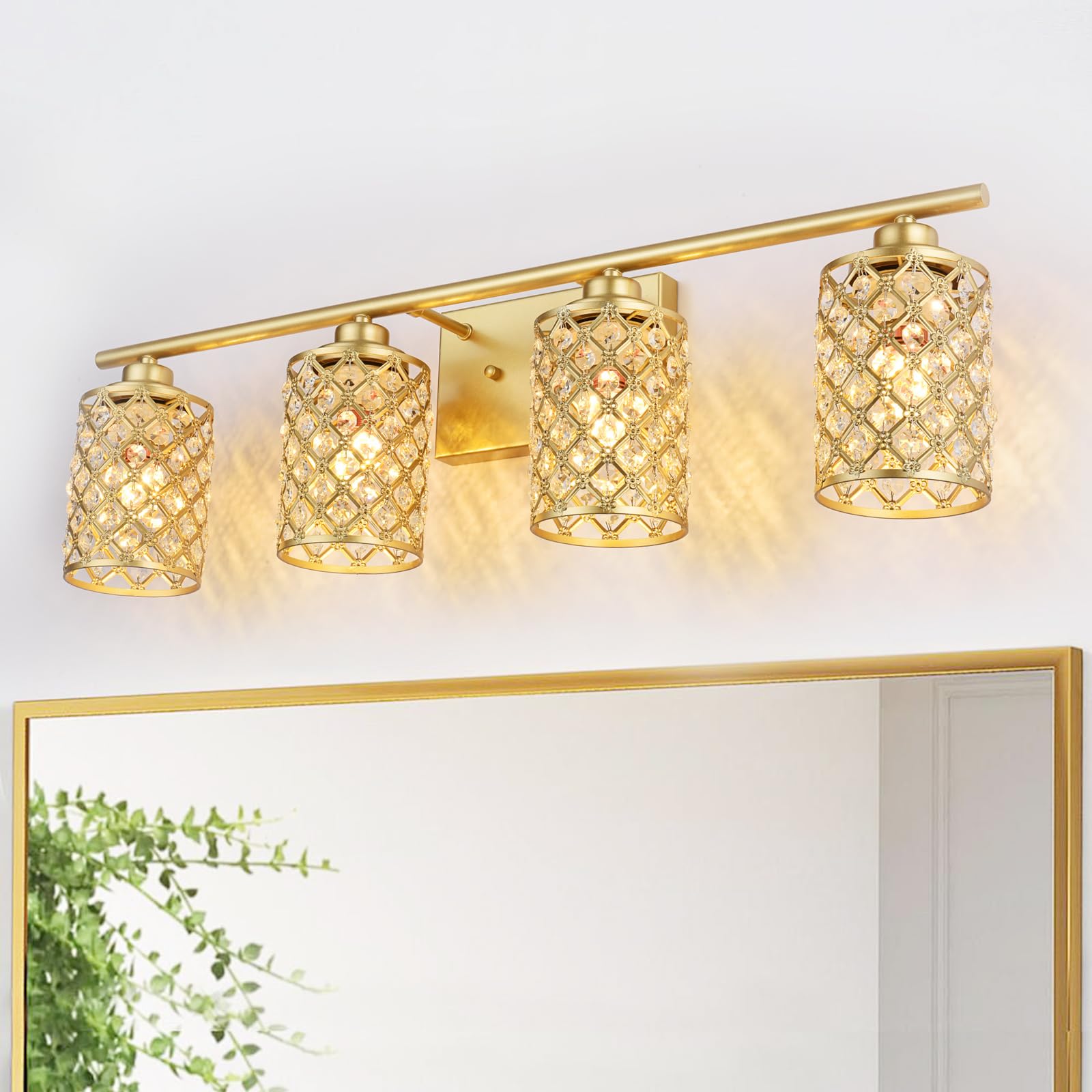 Gold Bathroom Light Fixtures - Modern Farmhouse Vanity Mirror Lighting for Powder Room & Bath