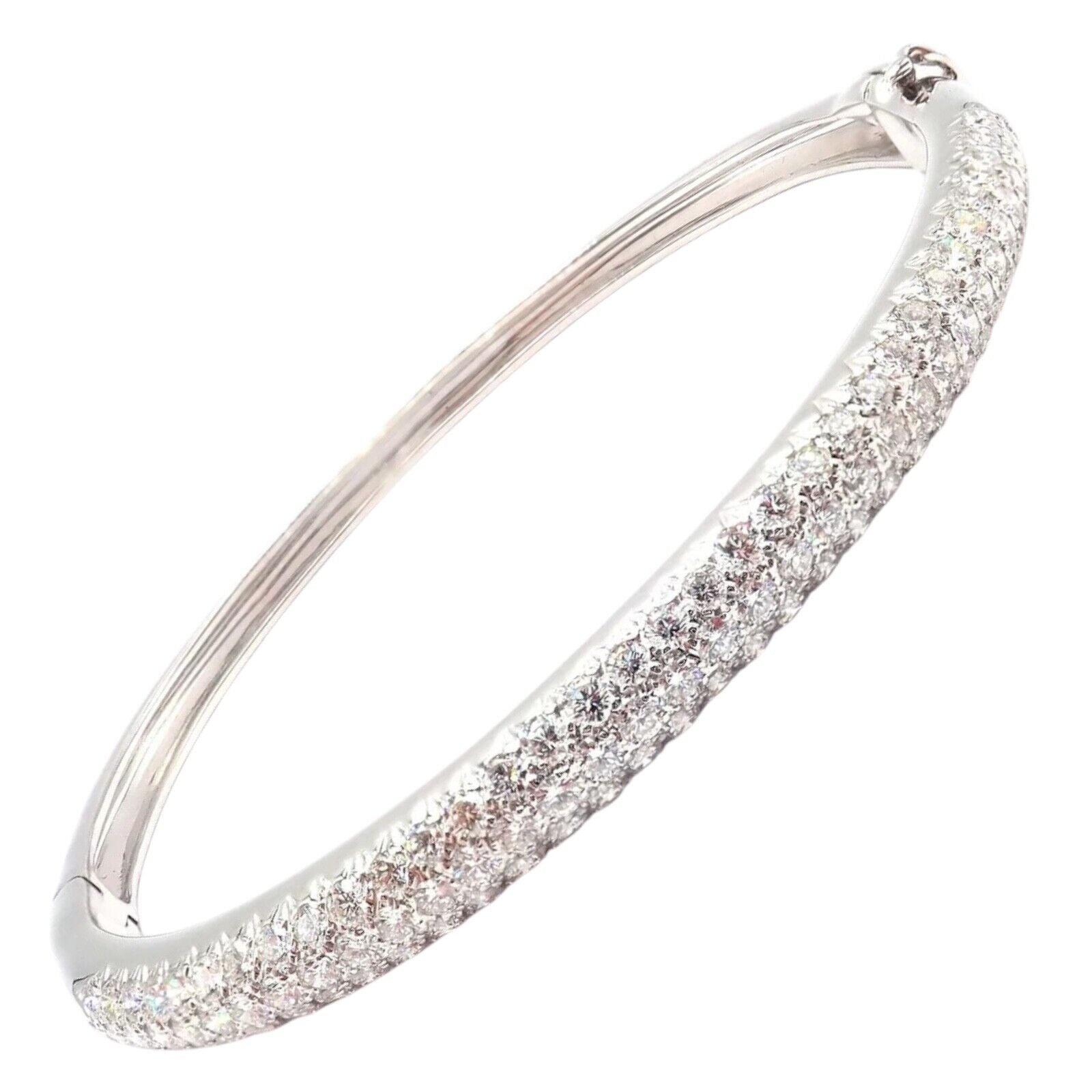 Authentic Van Cleef & Arpels Eve 18k White Gold Diamond Bangle Bracelet - Luxury Jewelry Gift for Women, Elegant Paper Box Packaging - Perfect for Anniversaries, Weddings & Special Occasions