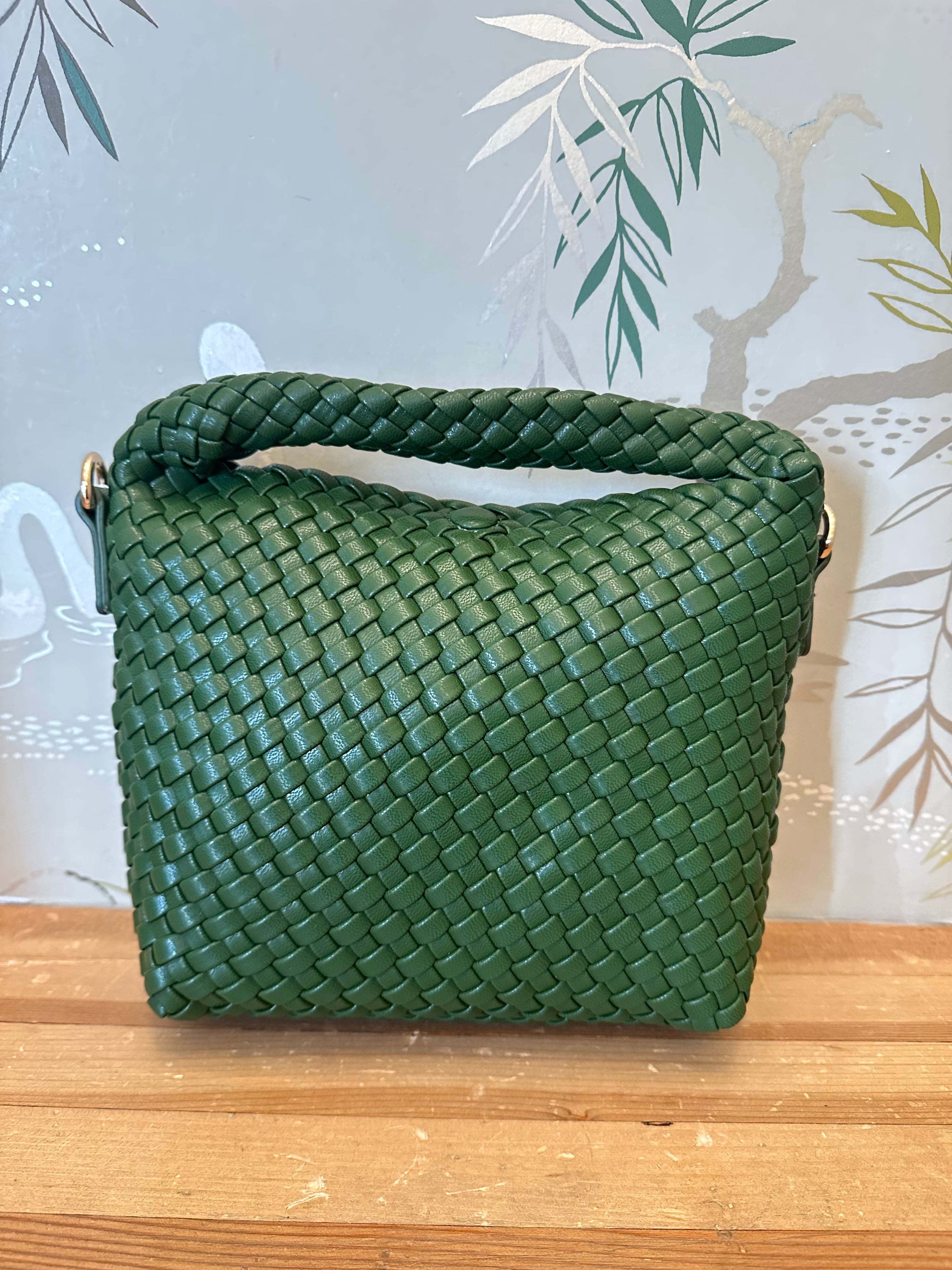 Adrianne Small Woven Handbag - Stylish Forest Green Crossbody Purse for Women | Perfect for Travel, Shopping & Everyday Use