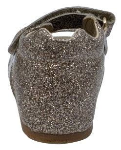 Falcotto Girls' Bea Glossy Open Toe Sandals - Platinum | Comfortable Kids' Summer Shoes for Beach, Pool & Outdoor Play