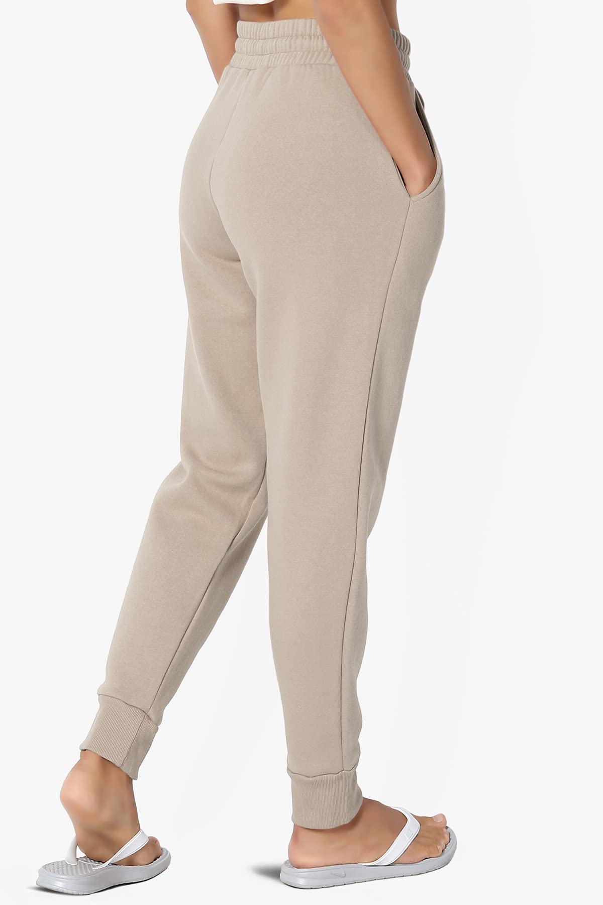 TheMogan Active Lounge Comfy Cotton Blend Drawstring Waist Jogger Sweatpants for Women - Soft Casual Yoga Pants with Pockets for Running, Travel & Home Relaxation