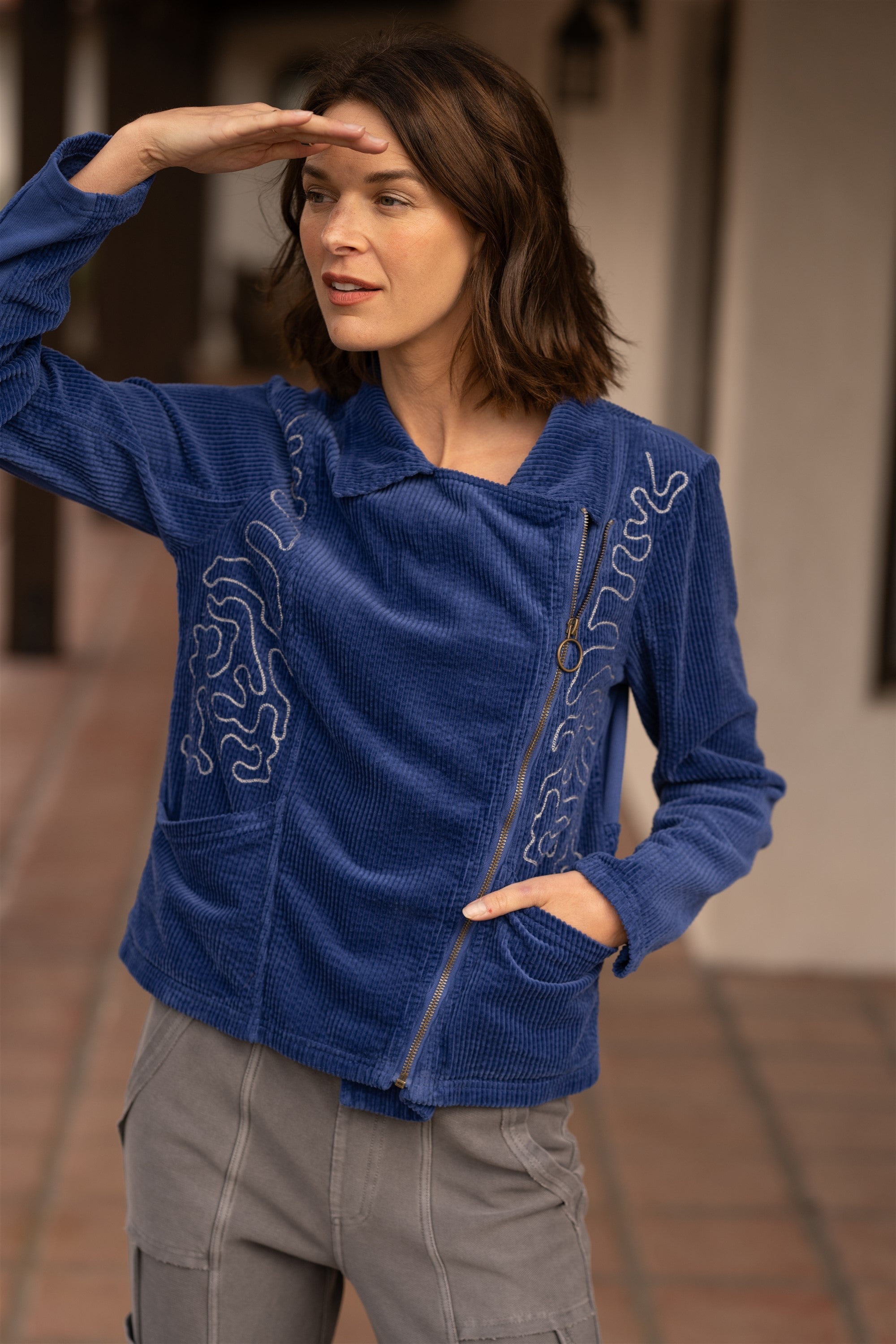 Voni Embroidered Moto Jacket for Women - Stylish Biker Jacket with Floral Embroidery | Perfect for Motorcycle Riding, Casual Outfits & Night Out