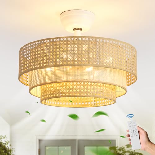 Three Layer Boho Rattan Ceiling Fan