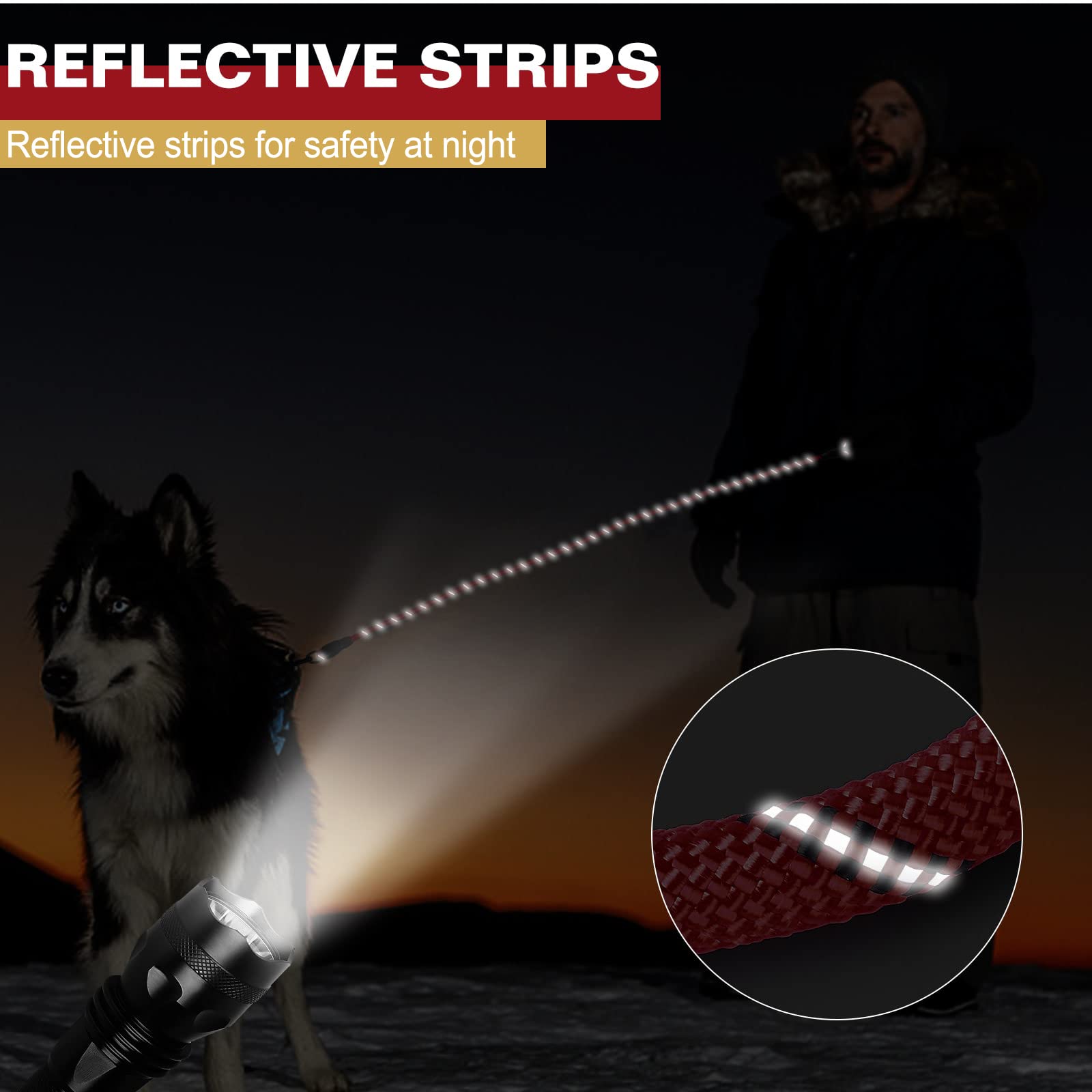 UrbanX Heavy Duty Dog Leash - 5FT Reflective Padded Handle Leash for Medium Dogs Like Horgi Mixes (Red) | Perfect for Night Walks & Outdoor Adventures