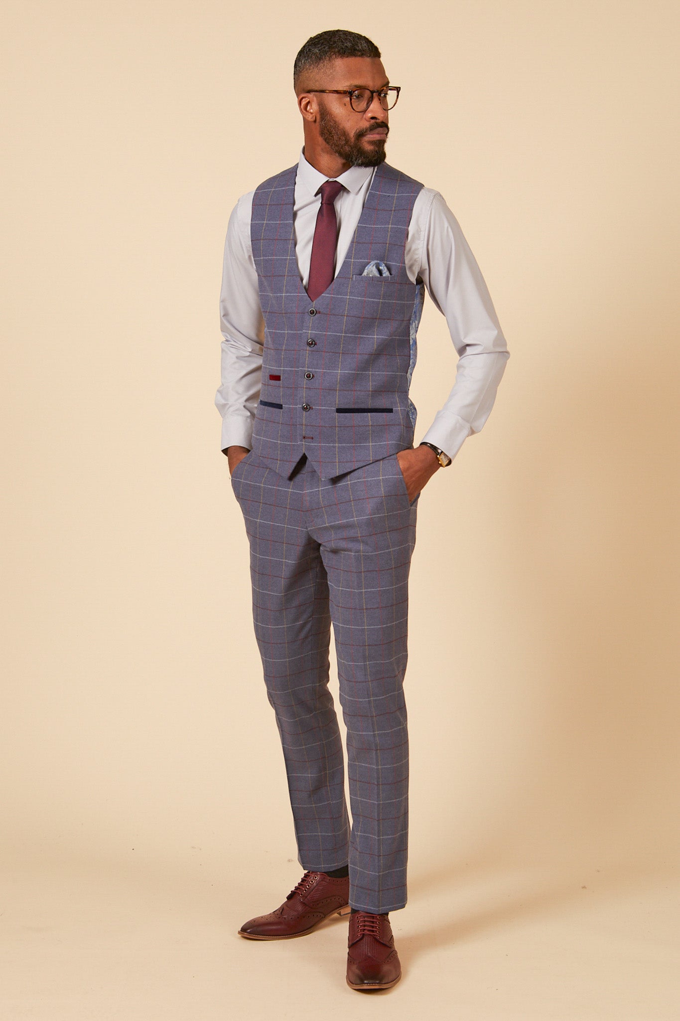 Drake Sky Blue Check Waistcoat for Men - Stylish Formal Vest for Weddings, Parties & Business Events