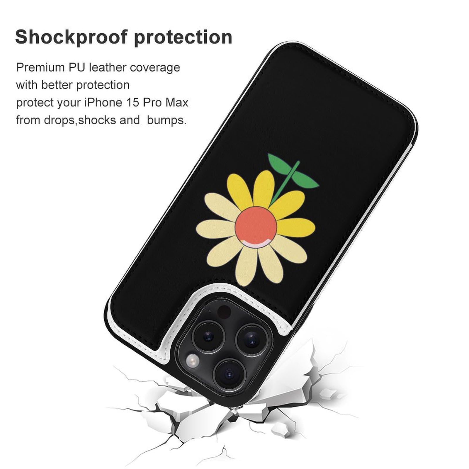 Cute Sunflower Wallet Case with Card Holder - Flip Phone Wallet for iPhone & Samsung | Perfect for Everyday Use, Travel & Shopping