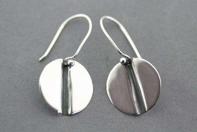 Oxidized Groove Disc Earrings for Women - Sterling Silver Boho Dangle Earrings - Perfect for Parties, Weddings & Everyday Wear
