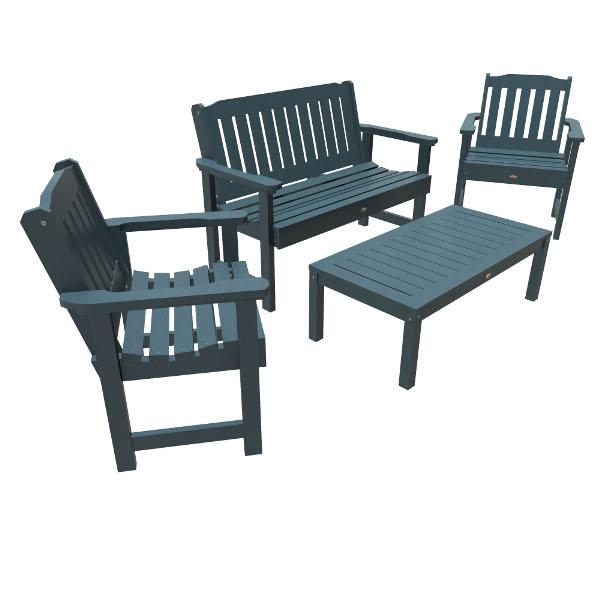Lehigh 5-Piece Outdoor Garden Conversation Set - Patio Furniture with Cushions for Backyard, Deck, or Poolside Relaxation