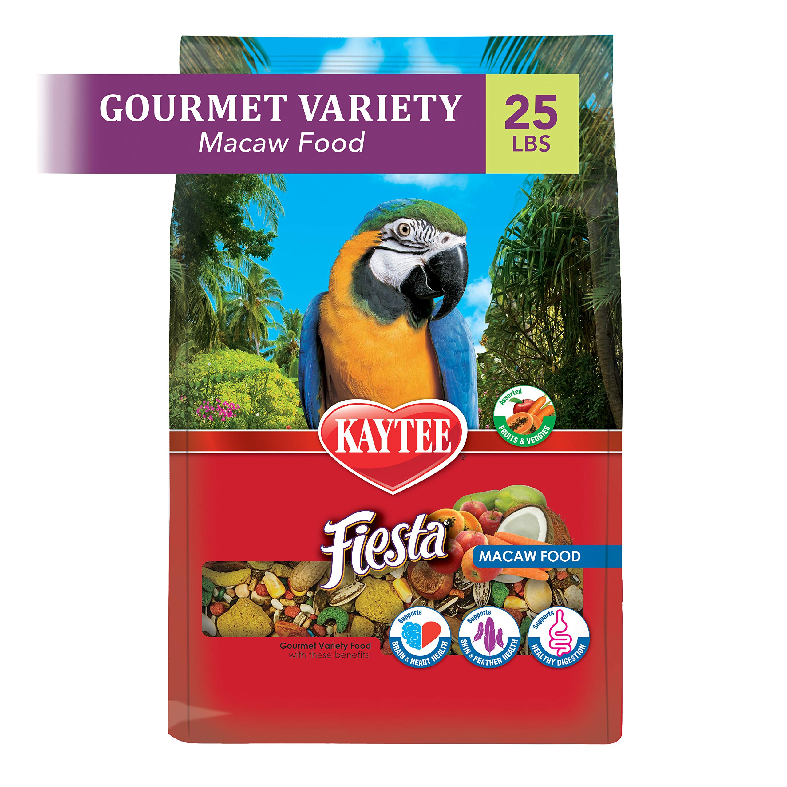 Kaytee Fiesta Macaw Bird Food - Premium Nutritious Parrot Diet with Fruits & Vegetables | Perfect for Large Parrots Like Macaws & Cockatoos | Daily Feeding & Training Treats