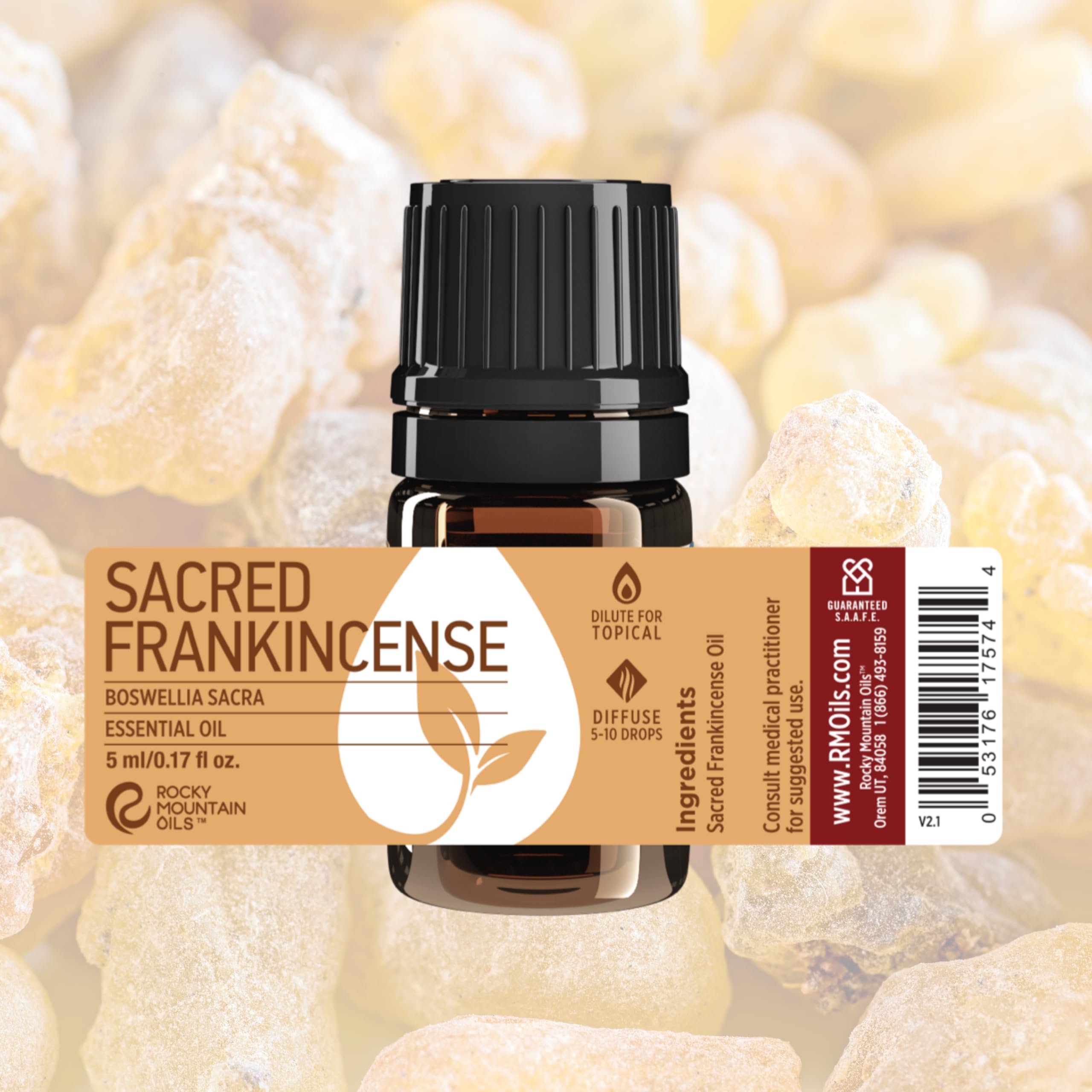 Rocky Mountain Oils Sacred Frankincense Essential Oil - 100% Pure Aromatherapy Oil for Diffusers, Massage Therapy, Skin Care & Home Use - 5ml Bottle - Perfect for Relaxation, Meditation & Natural Cleaning