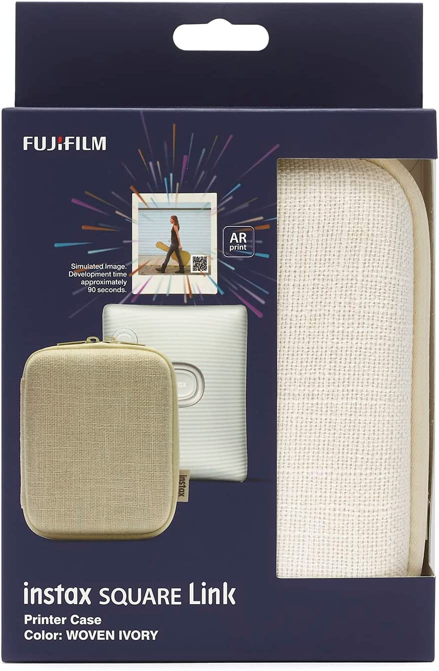 Fujifilm Instax SQUARE Link Smartphone Printer & Woven Ivory Case - Print Photos Instantly from Phone, Perfect for Travel, Parties & Memory Keeping