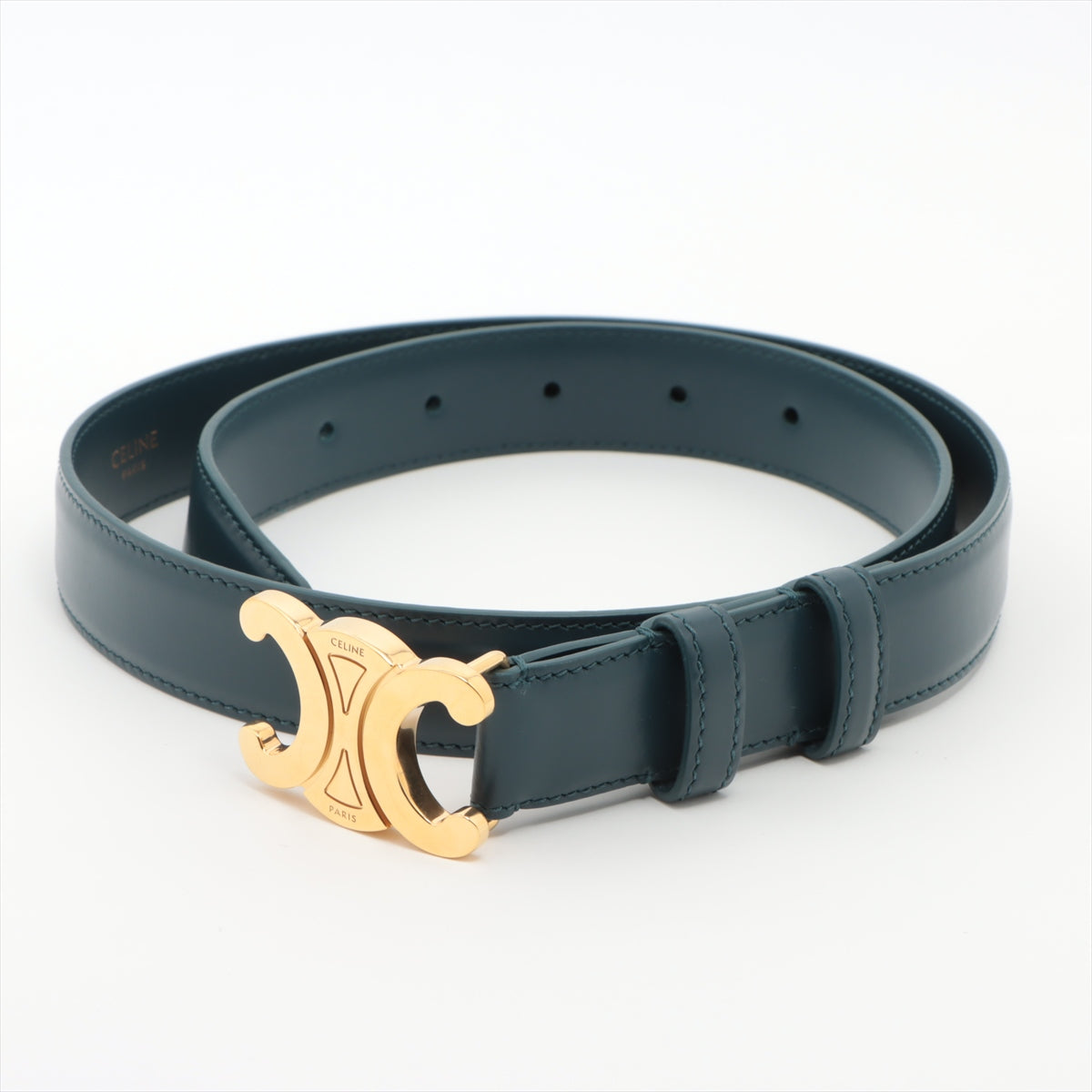 Celine Triomphe Blue Leather Belt 75cm - Genuine Leather Fashion Belt for Women | Perfect for Casual Outfits, Office Wear & Special Occasions