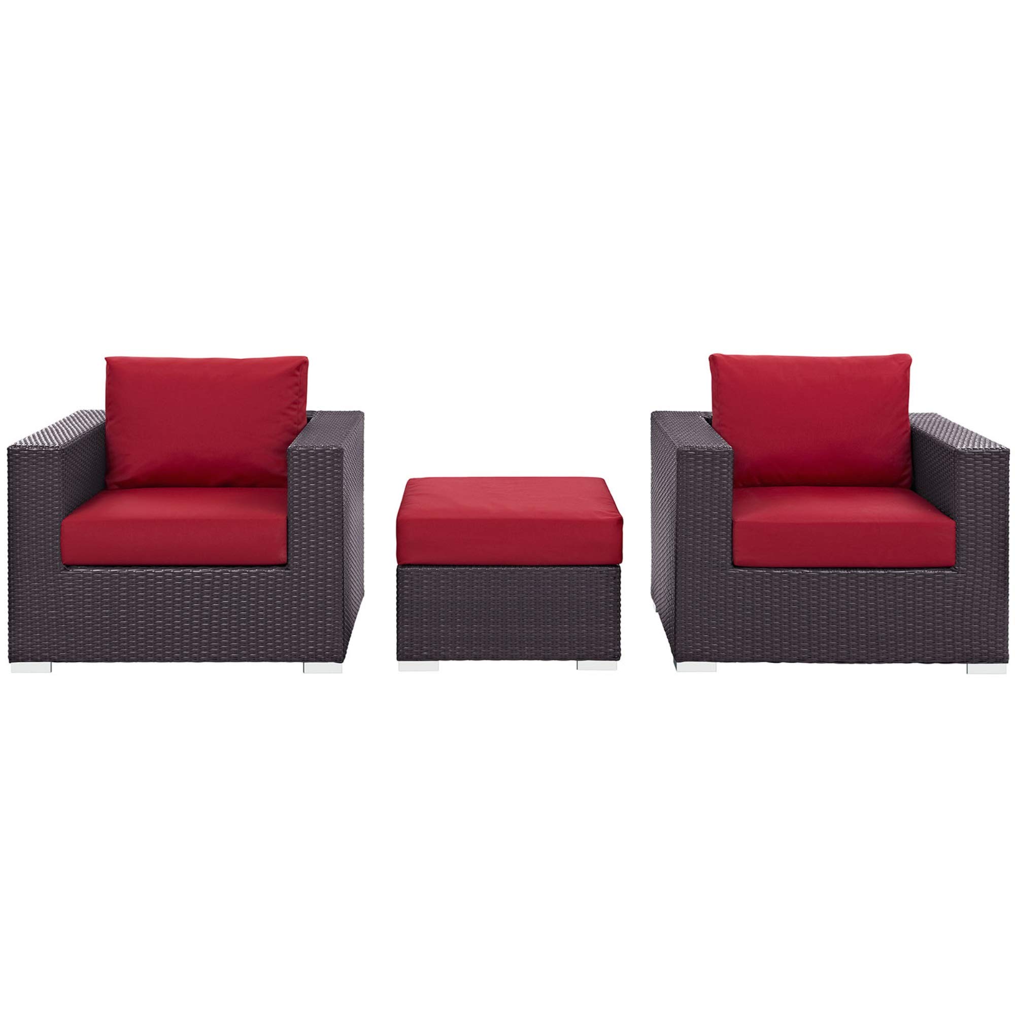 Ergode Convene Outdoor Sectional Sofa Set with 1 Ottoman & 2 Armchairs - Weather-Resistant Synthetic Rattan Furniture with All-Weather Cushions for Patio, Garden, Poolside & Backyard Relaxation