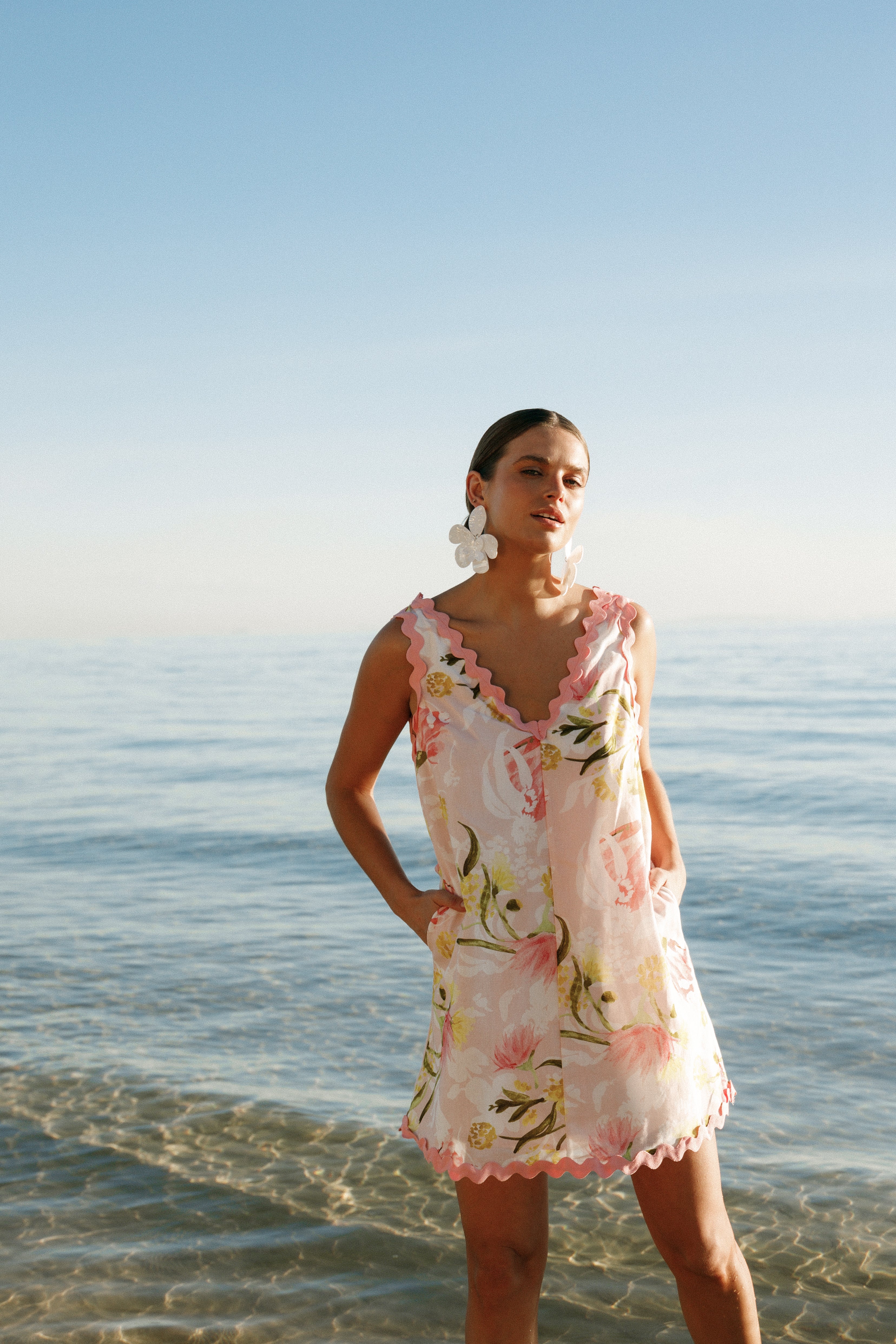 Calliope Mini Dress - Floral Acacia Blossom Print Summer Dress for Women | Perfect for Beach Vacations, Date Nights & Outdoor Parties