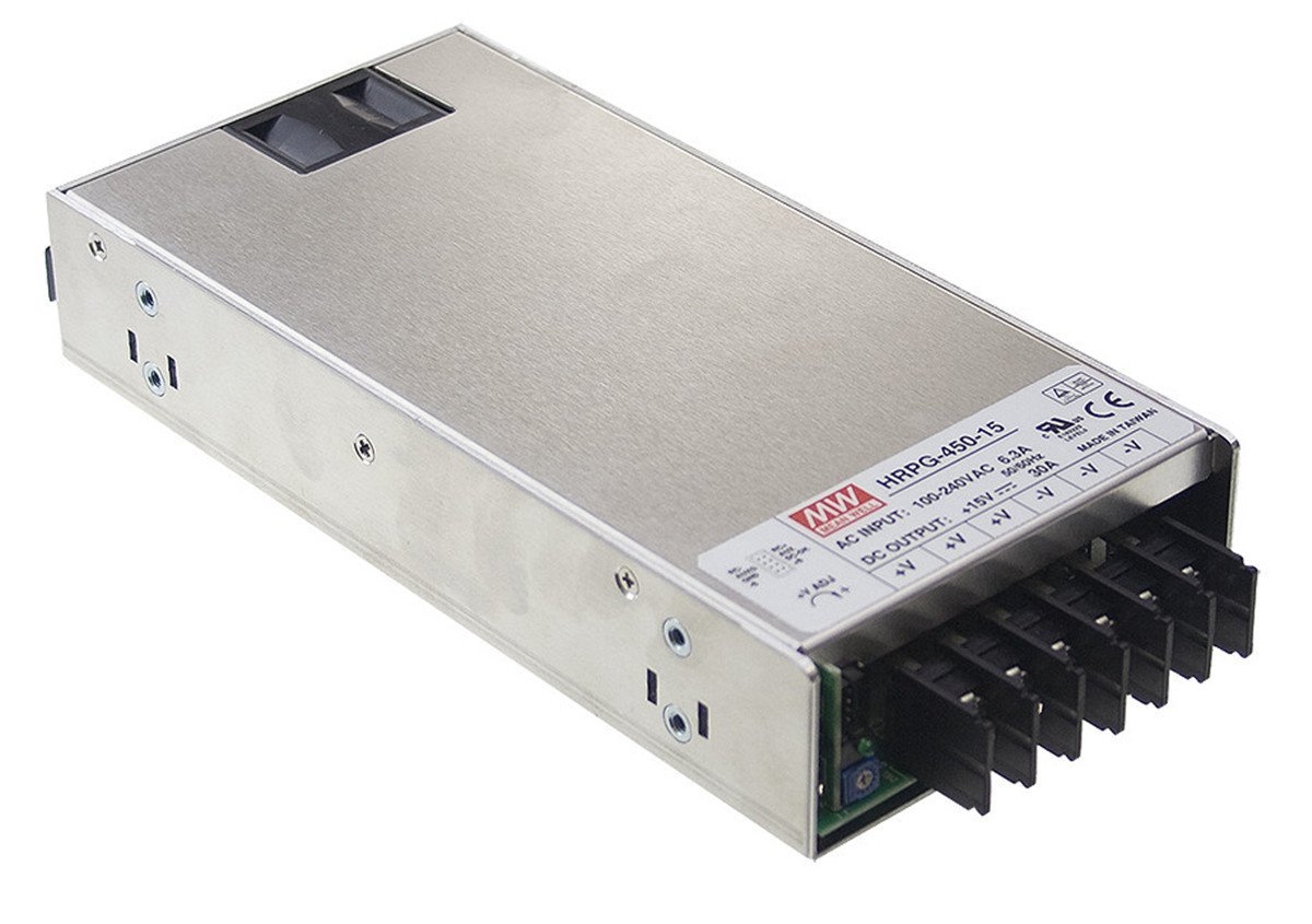 Mean Well HRPG-450-5 450W 5V 90A Switching Power Supply with PFC - Ideal for Industrial Equipment, LED Displays, and Telecom Systems