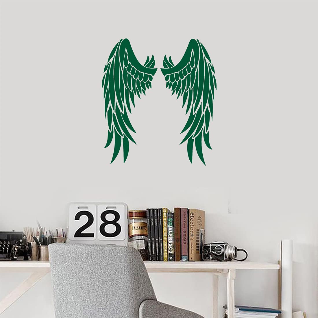 Premium Waterproof Vinyl Decal Stickers (Set of 2) - Saint Wings Lovely Green Design for Laptop, Phone, Helmet, Car Window, Bumper, Mug, Cup, Door & Wall - Perfect for Personalizing Devices, Home Decor, and Gift Giving