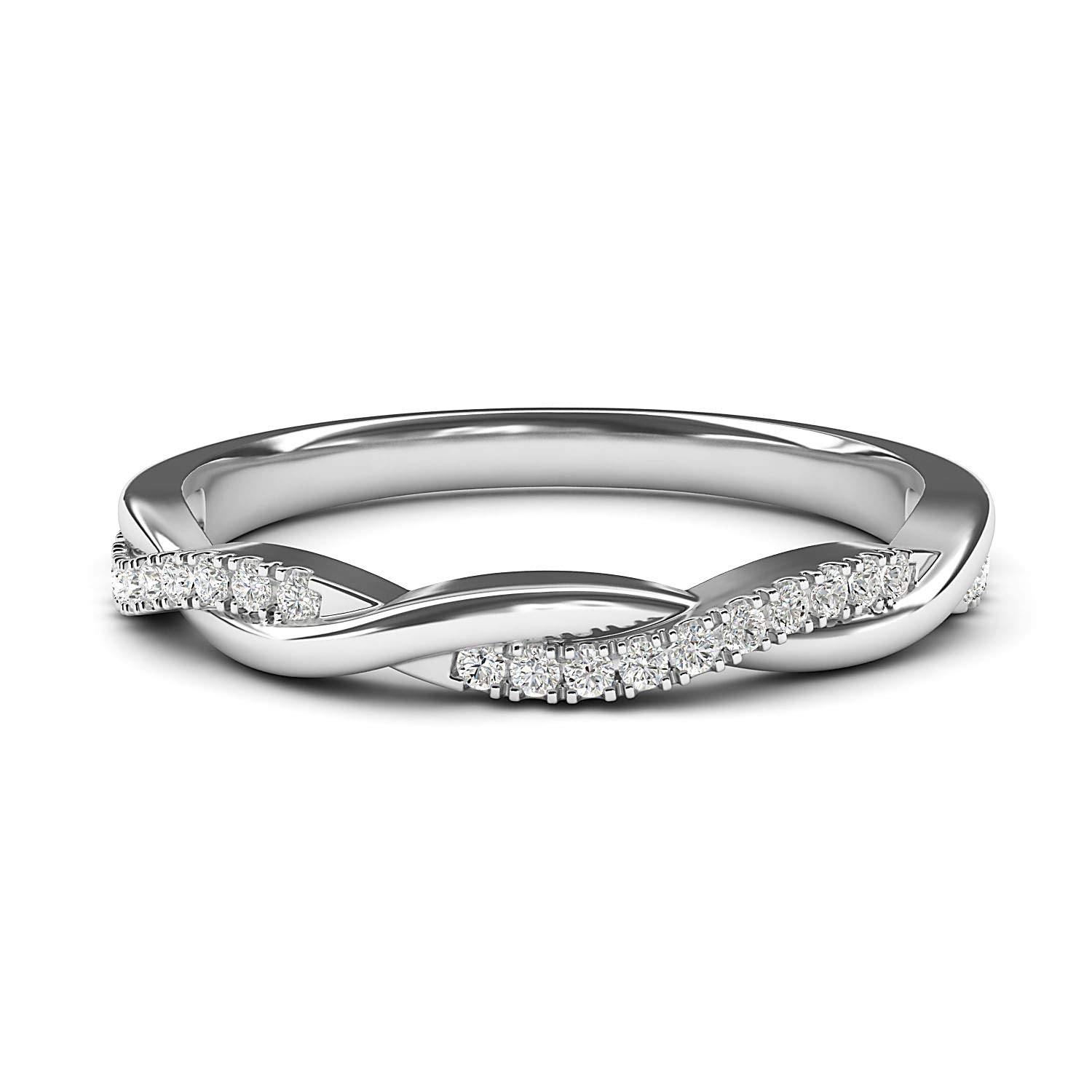 14K White Gold 2.5mm Petite Twisted Vine Simulated Diamond Wedding Band Ring - Elegant Matching Bridal Set for Engagement, Anniversary & Everyday Wear