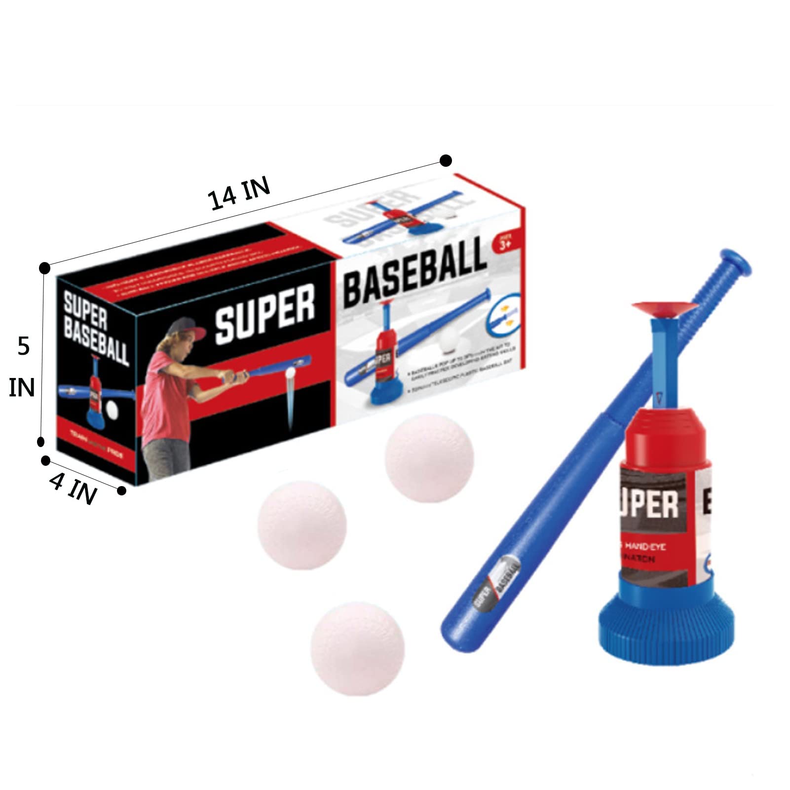 Little Bado Kids Baseball Tee & T Ball Set for Toddlers & Kids Ages 3-12 | Includes 3 Balls, Teeball Batting Tee, Outdoor Sports Toy for Boys & Girls | Perfect for Backyard Play, Family Fun, and Youth Sports Training
