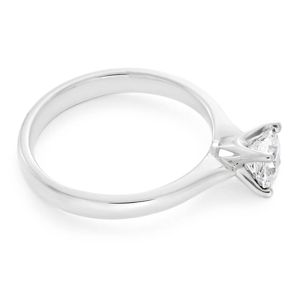 18ct White Gold 'Leona' Solitaire Ring With 0.7 Carat Certified Diamond - Elegant Engagement & Wedding Jewelry for Women