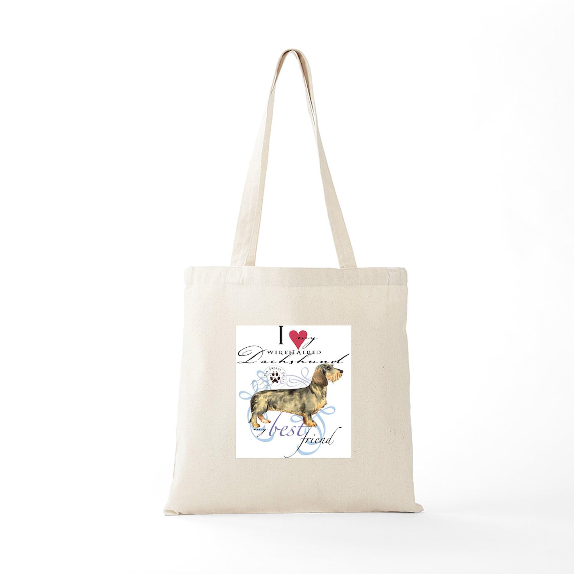 Wirehaired Dachshund Tote Bag - Natural Canvas Reusable Shopping Bag for Groceries, Beach & Daily Use | Cute Dog Lover Gift