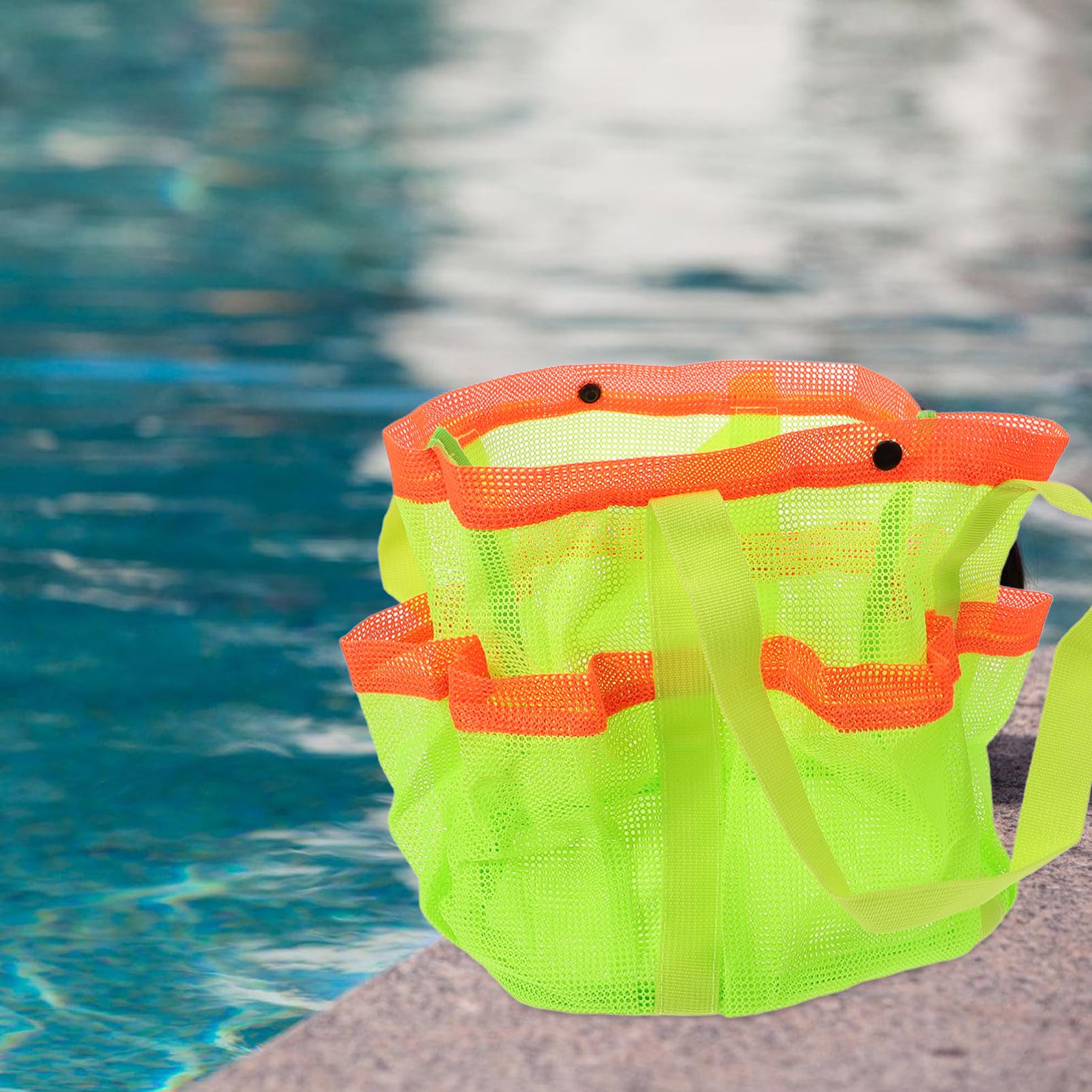 PAMINGONO Large Waterproof Beach Bag with Mesh Pockets - Lightweight Backpack for Beach, Pool, Camping & Travel - Perfect for Towels, Toys & Toiletries