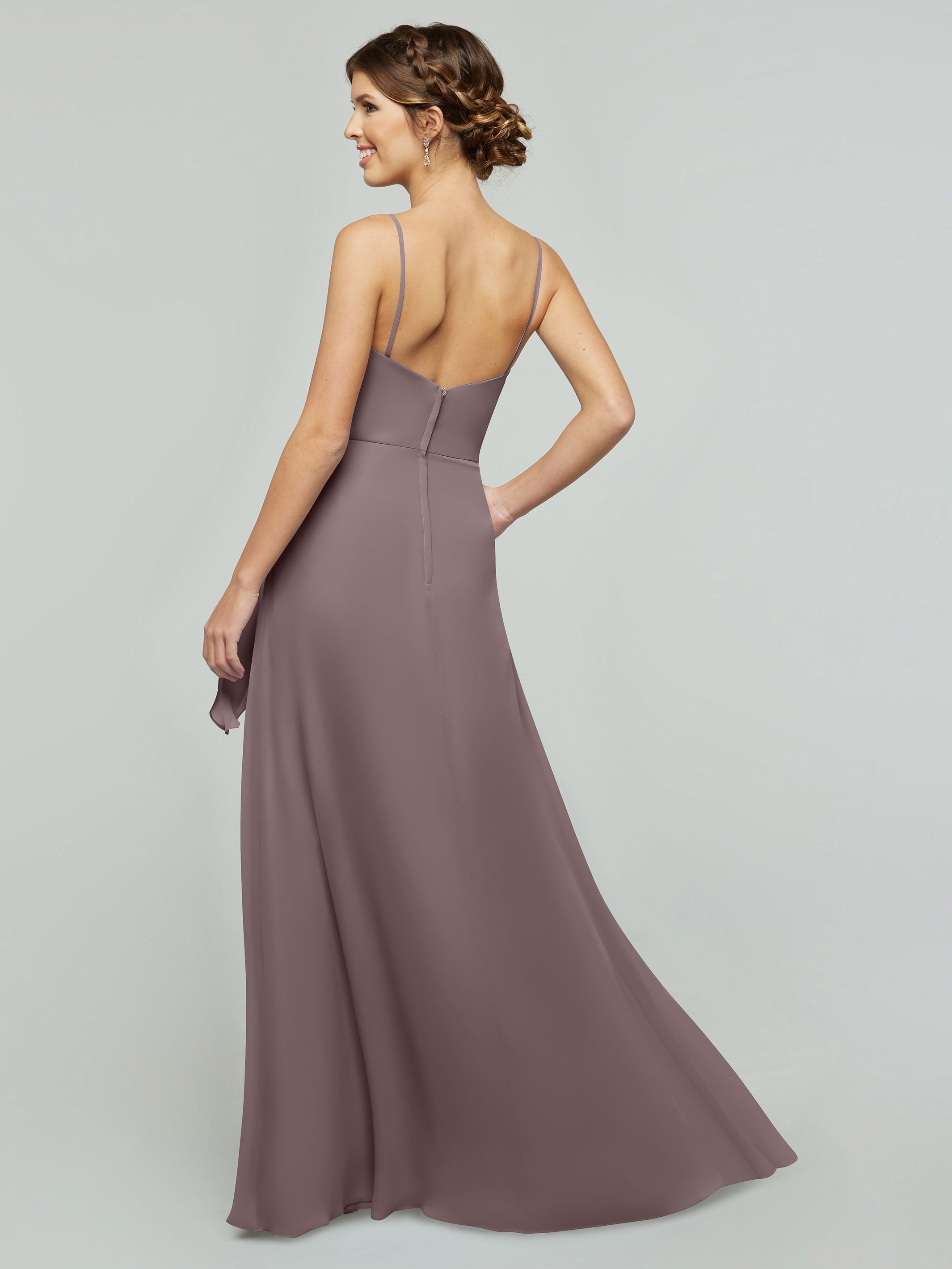 Elegant 80182 Chiffon A-Line Bridesmaid Dress with V-Neck & Spaghetti Straps - Perfect for Weddings, Prom, Formal Events & Special Occasions