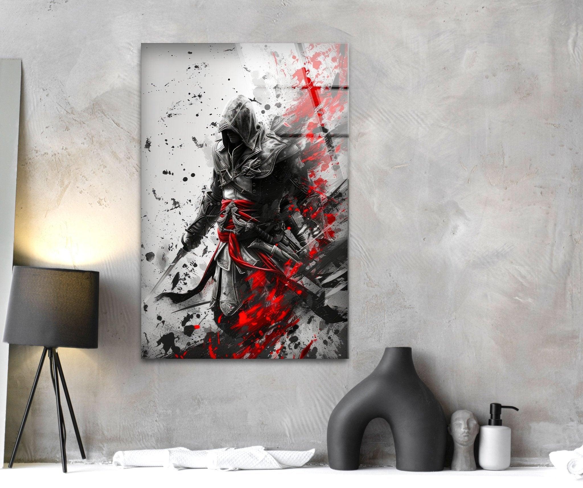 Assassin's Creed Glass Wall Art Decor - Premium Video Game Themed Stained Glass for Home & Office - Perfect for Gamer Gifts, Man Cave, and Gaming Room Decor