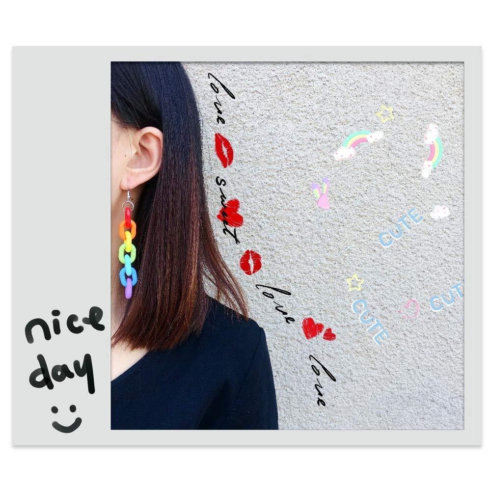 KaFu Lightweight Rainbow Resin Acrylic Chain Earrings - Fashionable Transparent Color Dangle Earrings for Women & Girls | Perfect for Parties, Date Nights & Everyday Wear