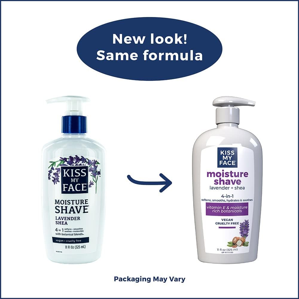 Kiss My Face Moisturizing Shaving Cream with Lavender & Shea Butter - Soothing & Hydrating for Sensitive Skin - Perfect for Men & Women's Daily Shaving Routine