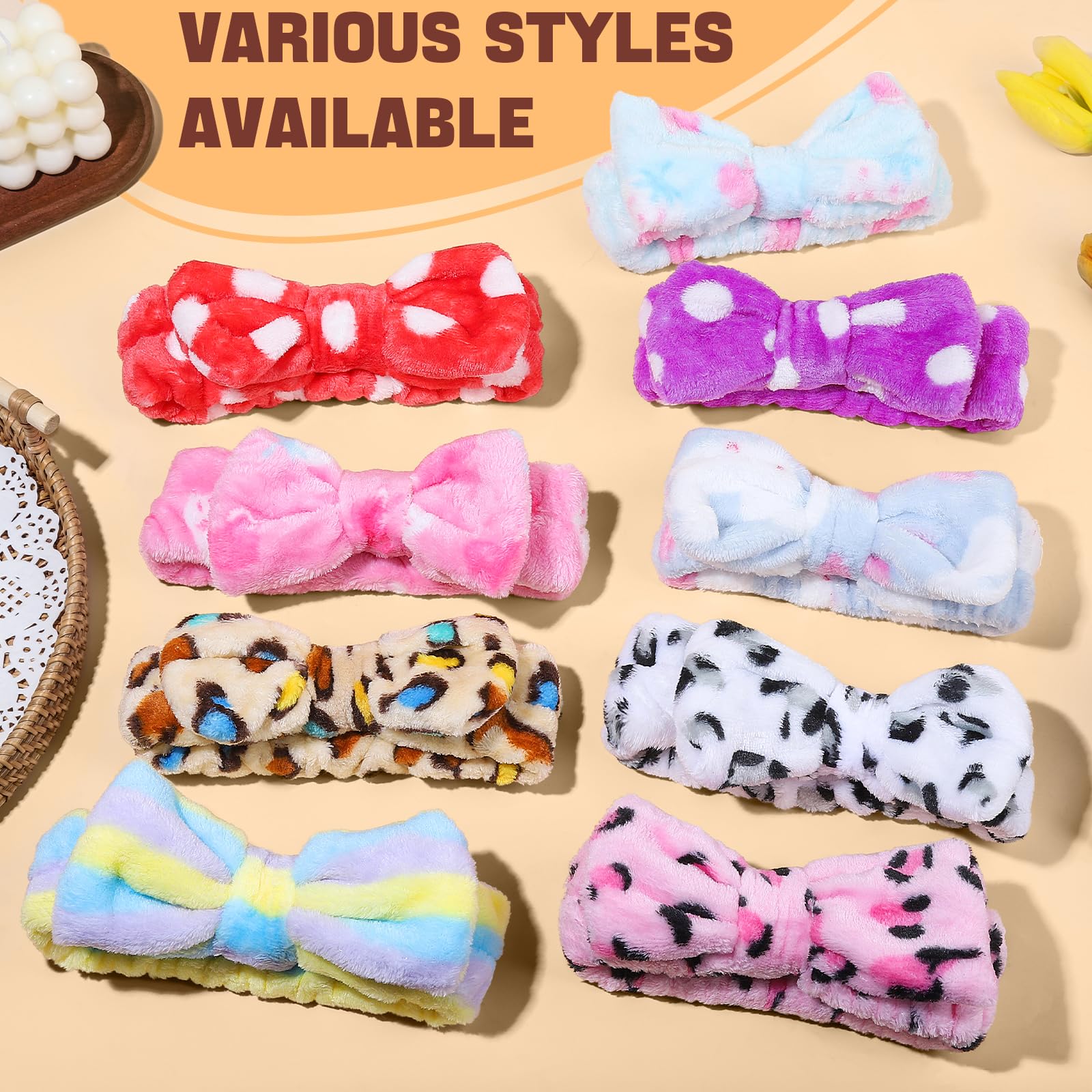 Teenitor Spa Headbands for Women - 9Pcs Cute Bow Headbands for Skincare, Makeup & Washing Face | Soft & Absorbent Hair Accessories for Spa, Salon & Home Use