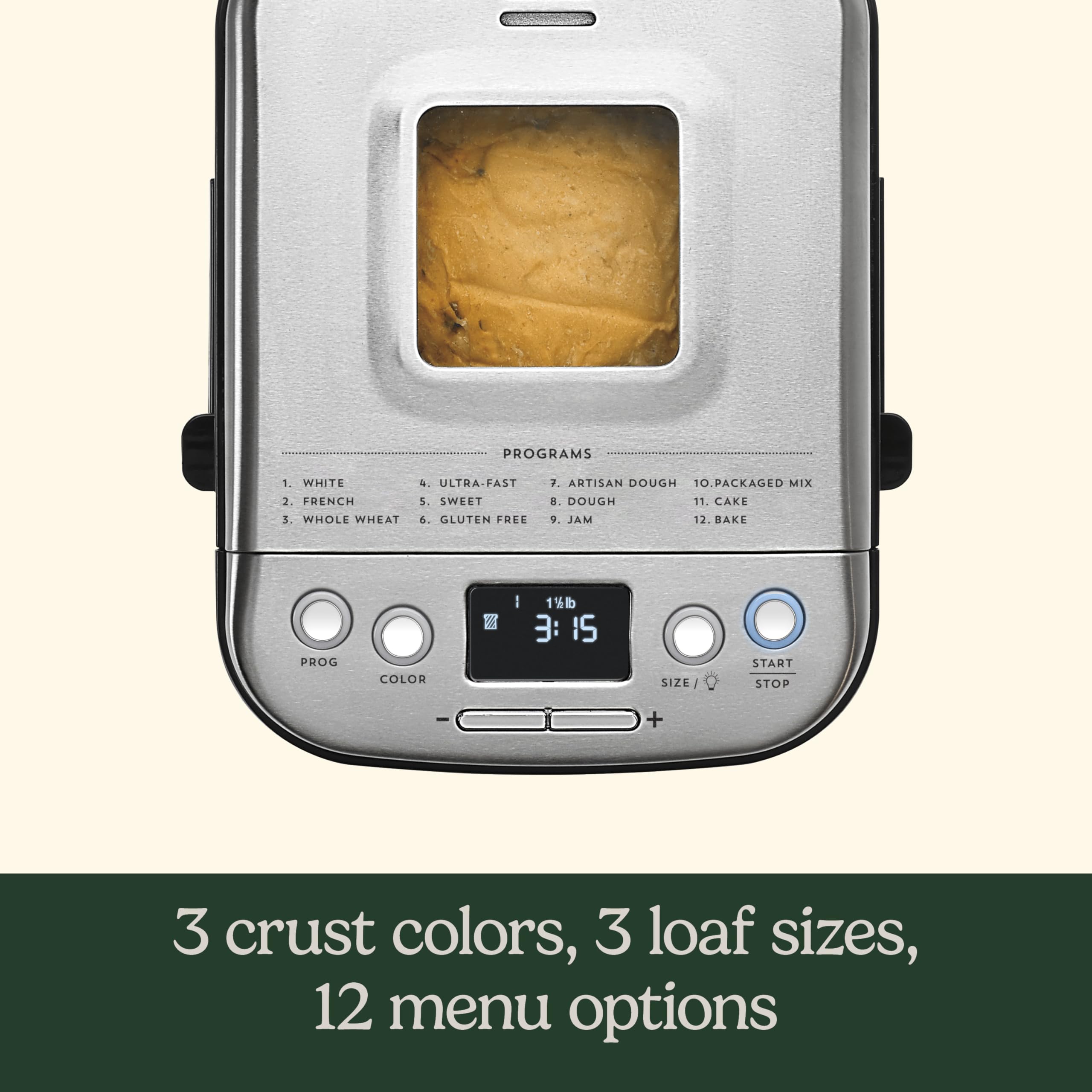 Cuisinart CBK-110NAS Automatic Bread Maker Machine - Compact 2lb Loaf Capacity with Customizable Settings for Homemade Bread, Perfect for Kitchens, Small Spaces & Gift Giving