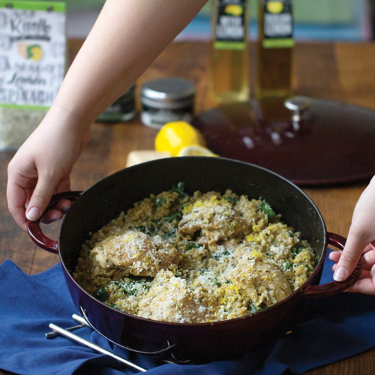 Olivelle Asiago Lemon Spinach Risotto 12.7oz - Premium Italian Rice Blend for Gourmet Cooking, Dinner Parties & Easy Weeknight Meals