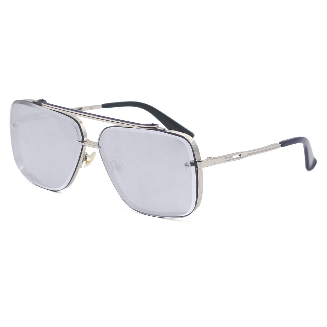 Bella Chrome Silver Oversized Square Aviator Sunglasses - Trendy UV Protection Shades for Women & Men, Perfect for Driving, Beach, and Outdoor Activities