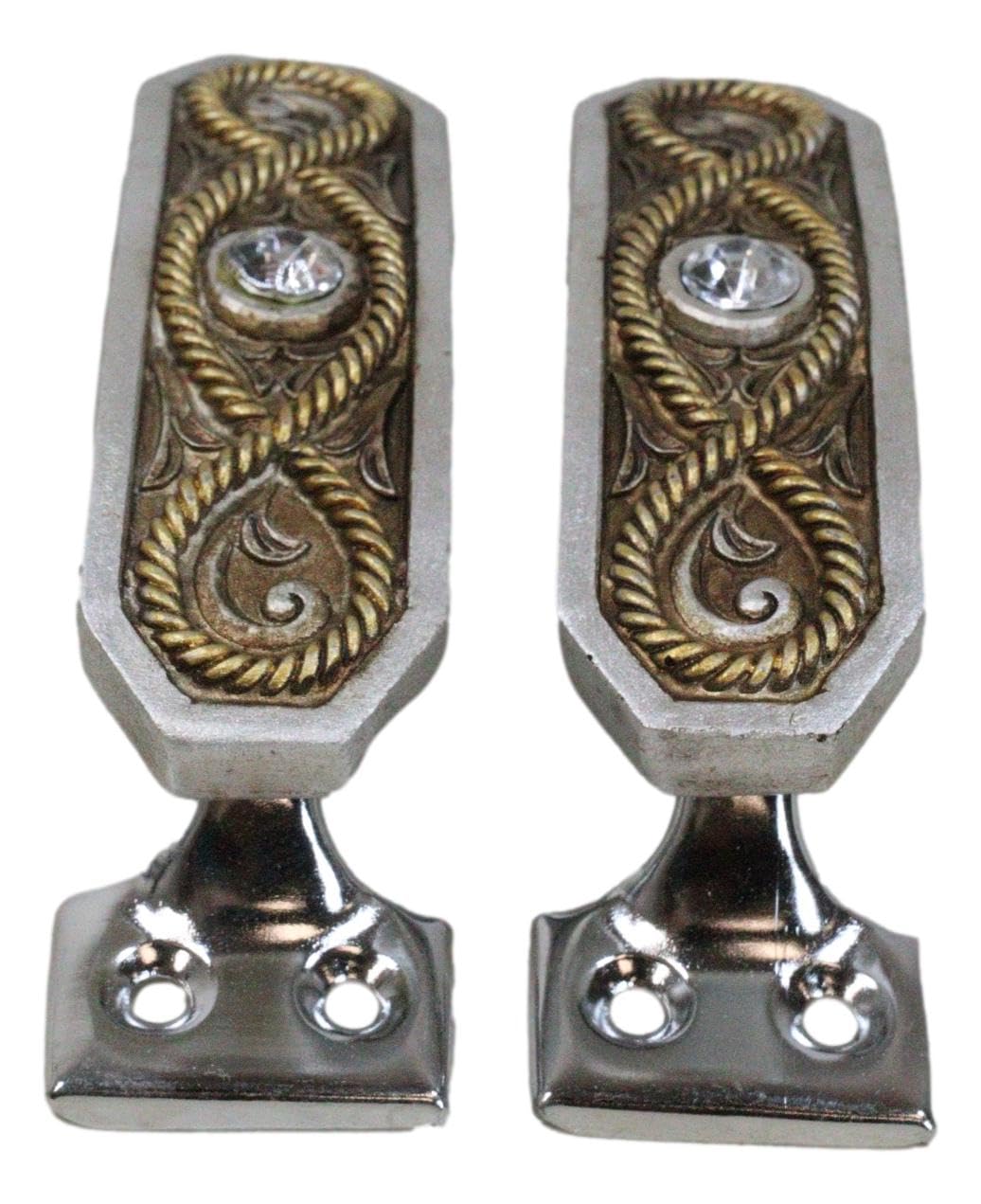 Western Cowboy Rope Drawer Pulls - 2 Pack with Crystal Gems for Cabinets & Furniture