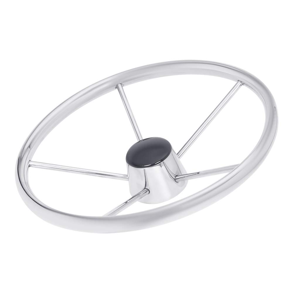 White Water Stainless Steel 5-Spoke Destroyer Steering Wheel - High Performance Racing & Off-Road Replacement - Perfect for Jeep, Truck, and Custom Car Upgrades