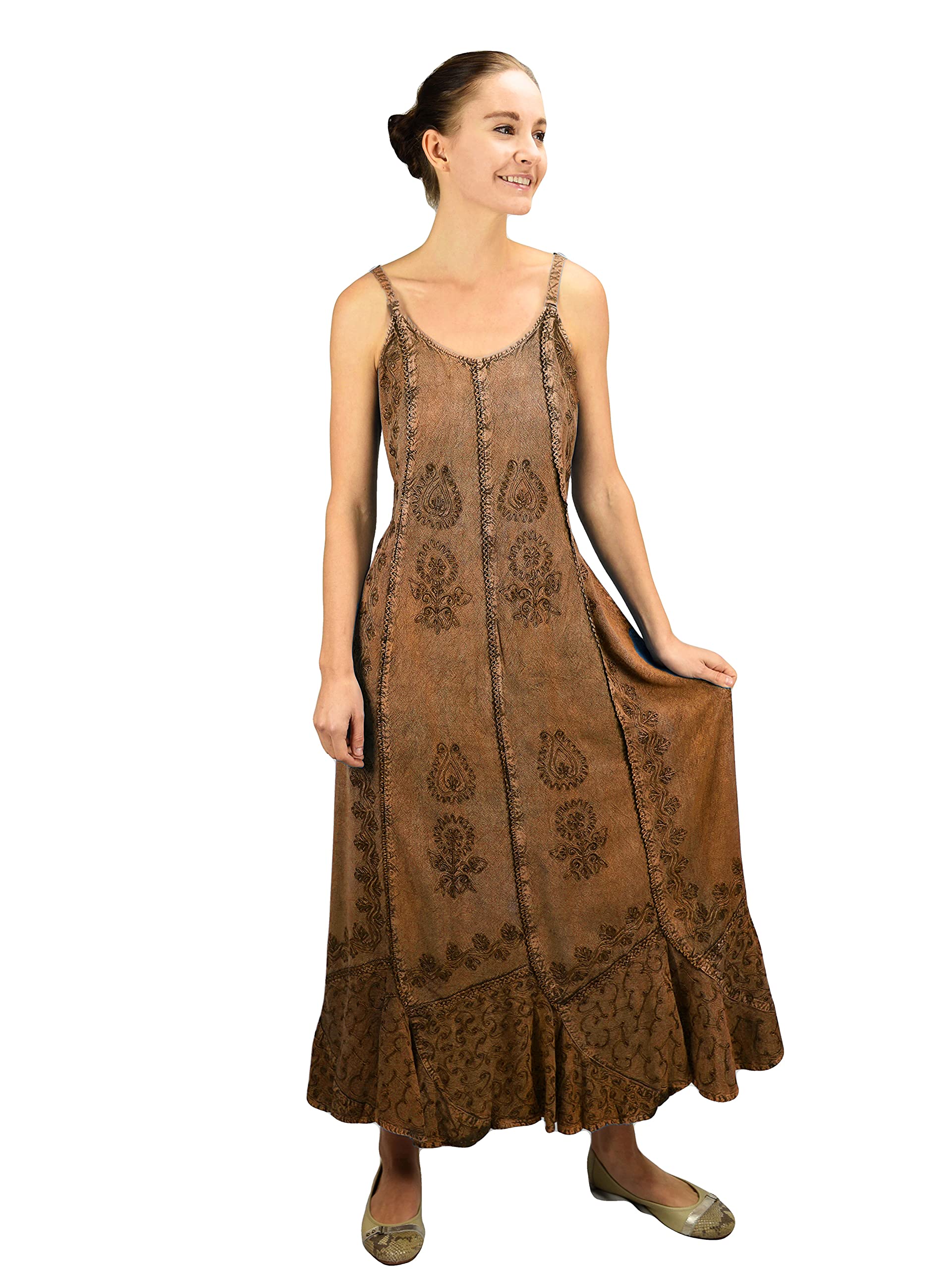 Agan Traders Women's 2025 Bohemian Medieval Summer Maxi Dress - Sexy Spaghetti Strap Long Sun Dress for Beach, Vacation & Festival Wear