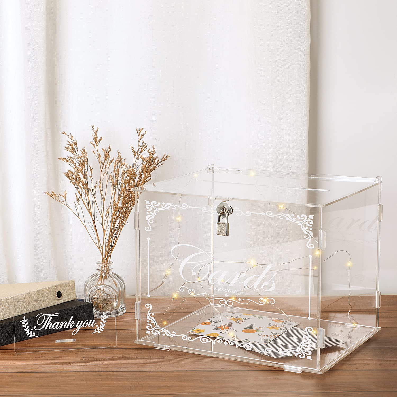 Ywlake Clear Acrylic Wedding Card Box with Lock & Slot - Money Gift Holder for Reception, Anniversary, Birthday Party & Baby Shower - Perfect for Events, Home Decor & Special Occasions