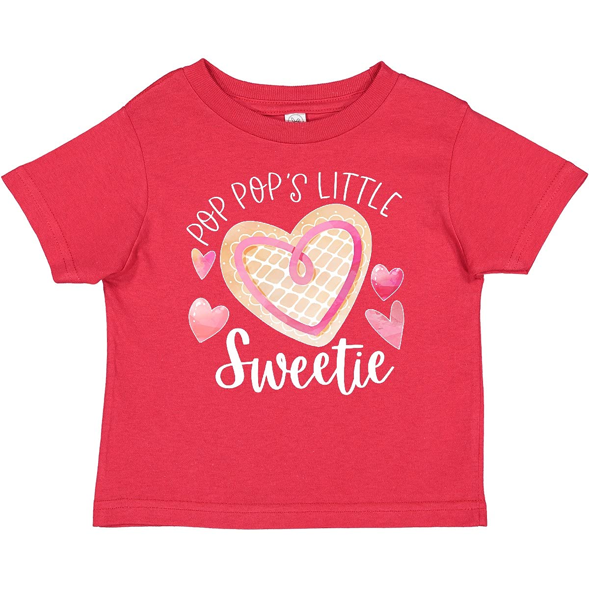 Inktastic Pop Pop's Little Sweetie Pink Heart Cookie Baby T-Shirt - Cute Toddler Outfit for Grandparents Day, Family Photos & Birthday Celebrations