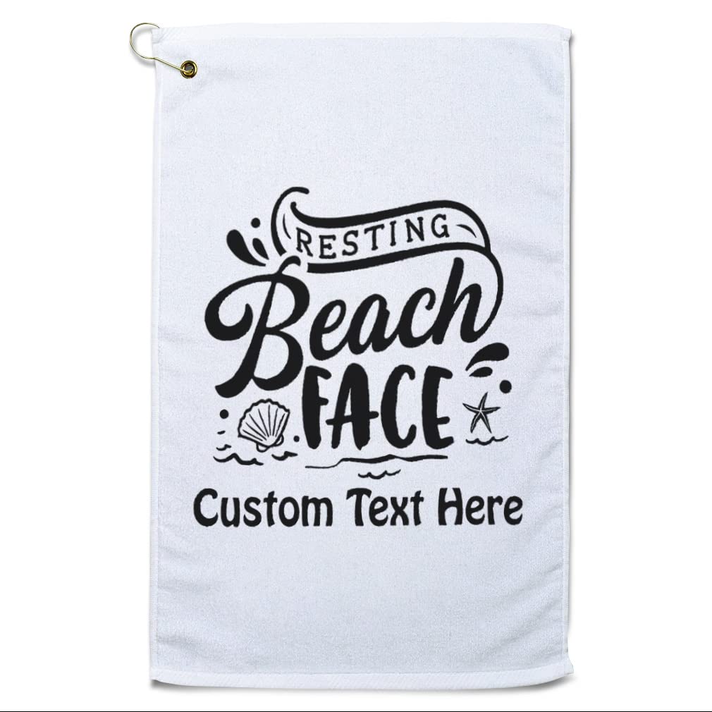 Stylish Printed Golf Towel with Resting Face Design - Cotton Beach & Shore Waves Pattern - Perfect for Golf, Beach Outings, and Sports Accessories